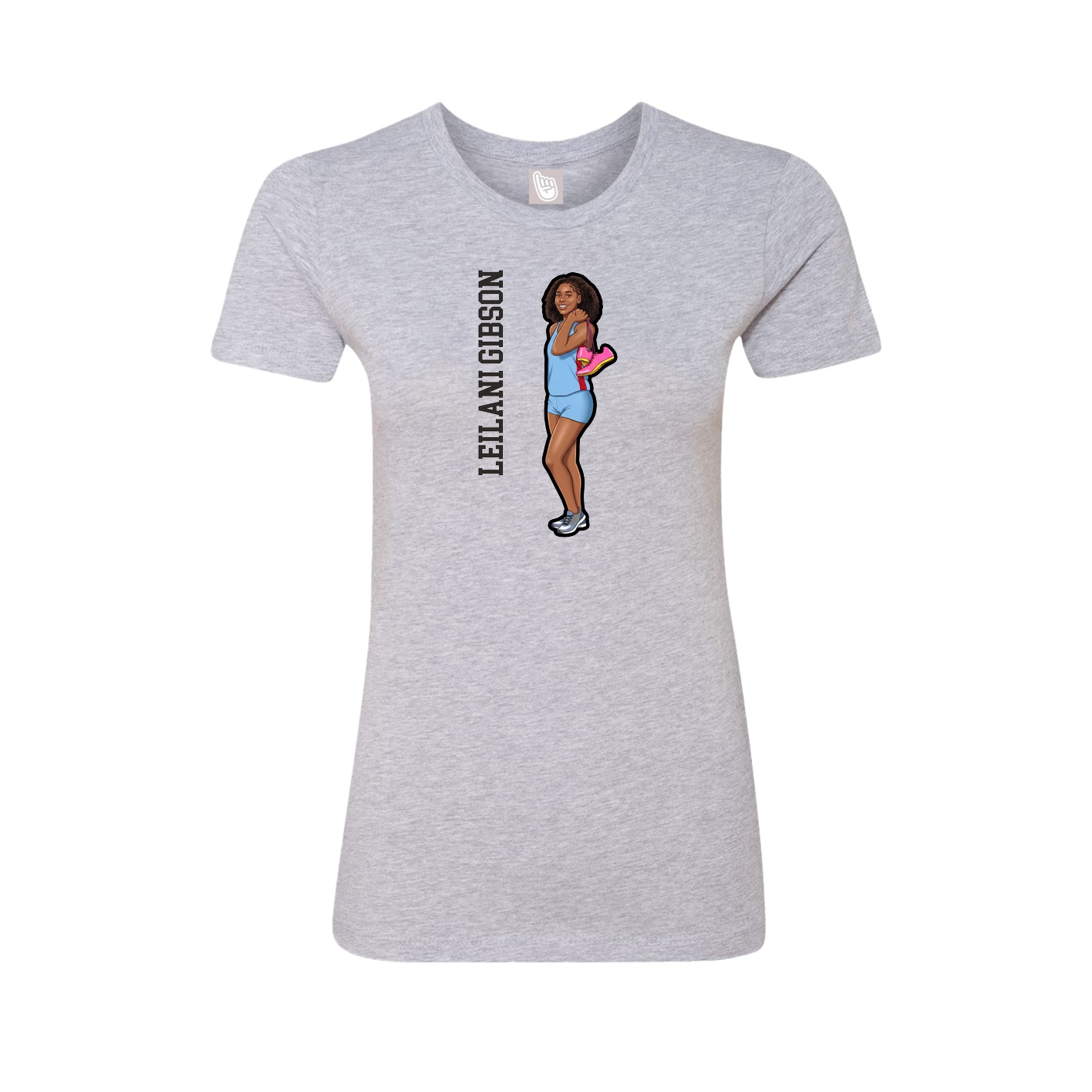 Fitted Women's Tee — Name Vertical in Grey