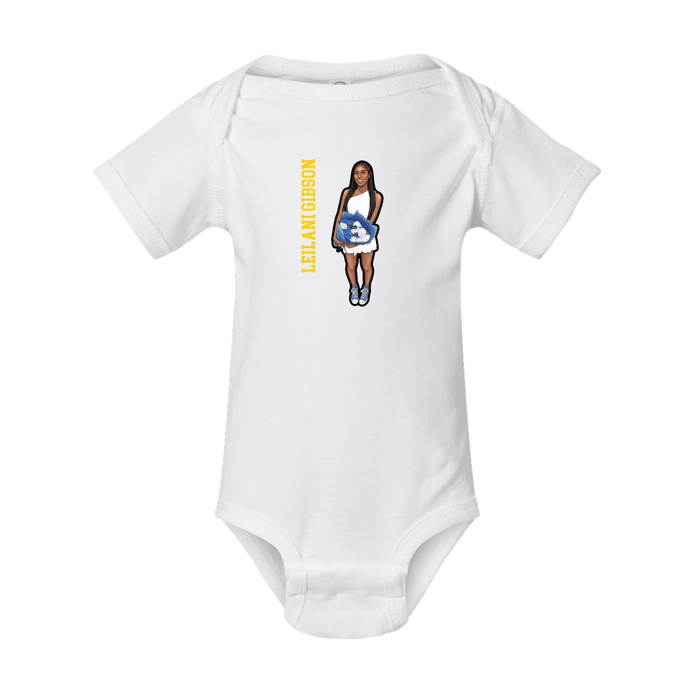 Baby Onesie — Name Vertical in White