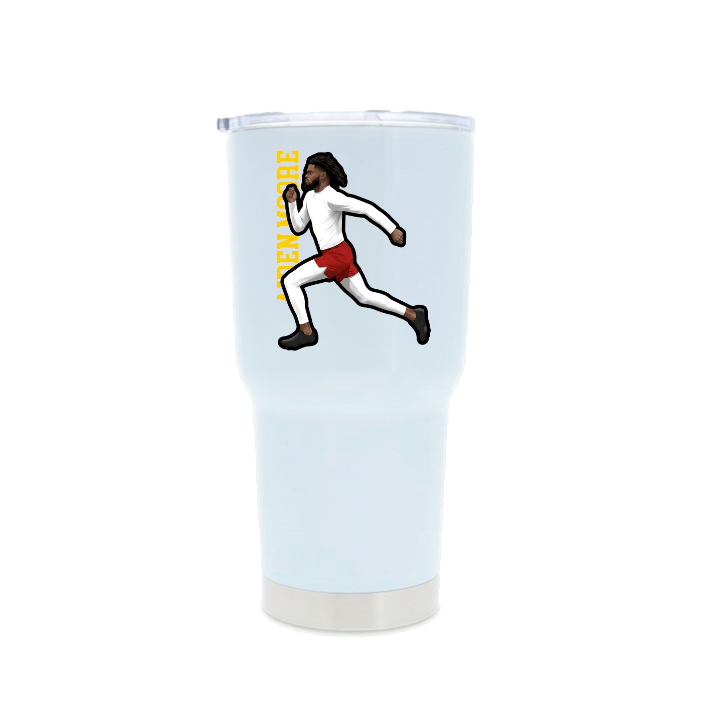 30oz Stainless Steel Tumbler — Name Vertical in White