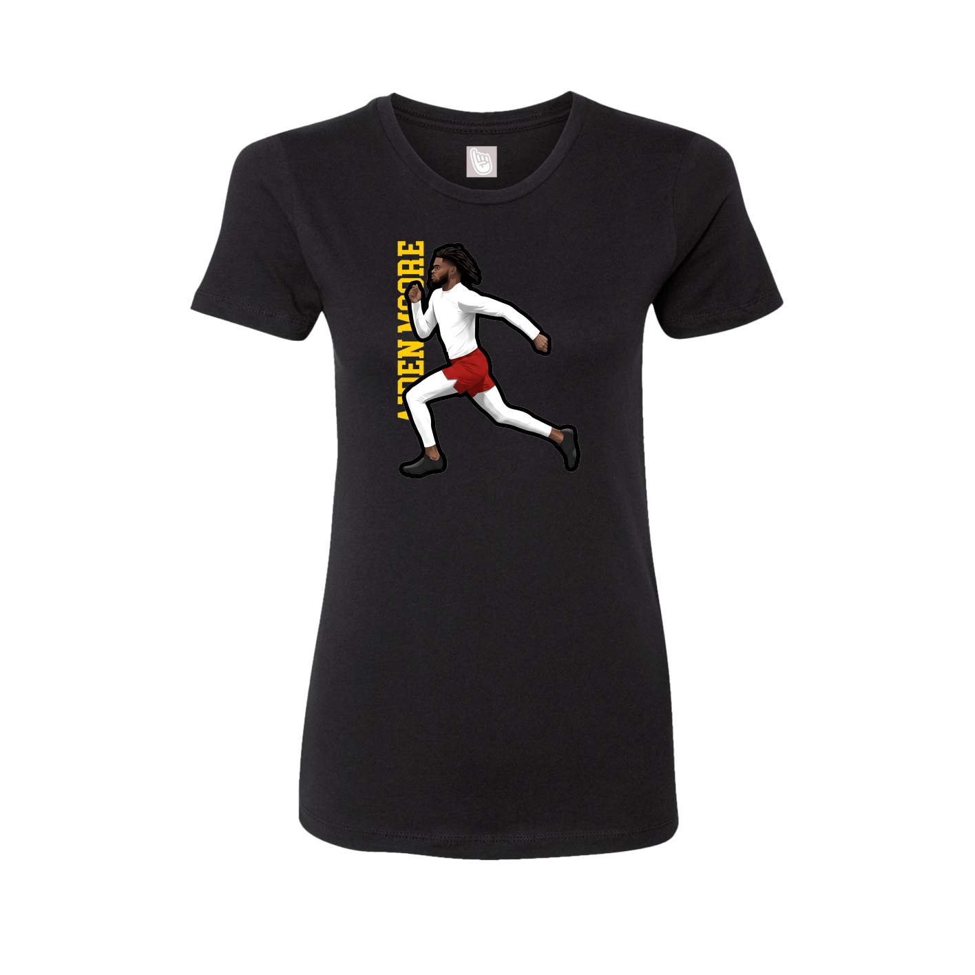 Womens Tee — Name Vertical in Black