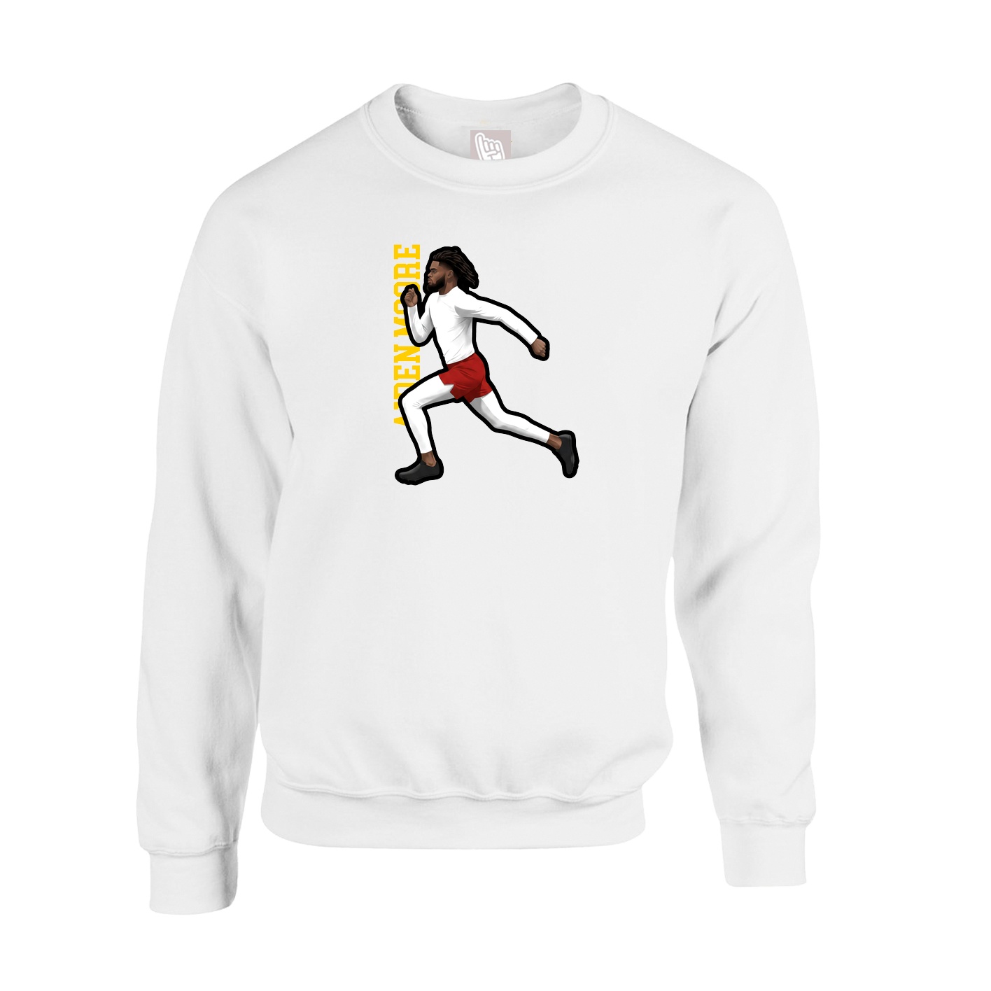 Fleece Crew — Name Vertical in White
