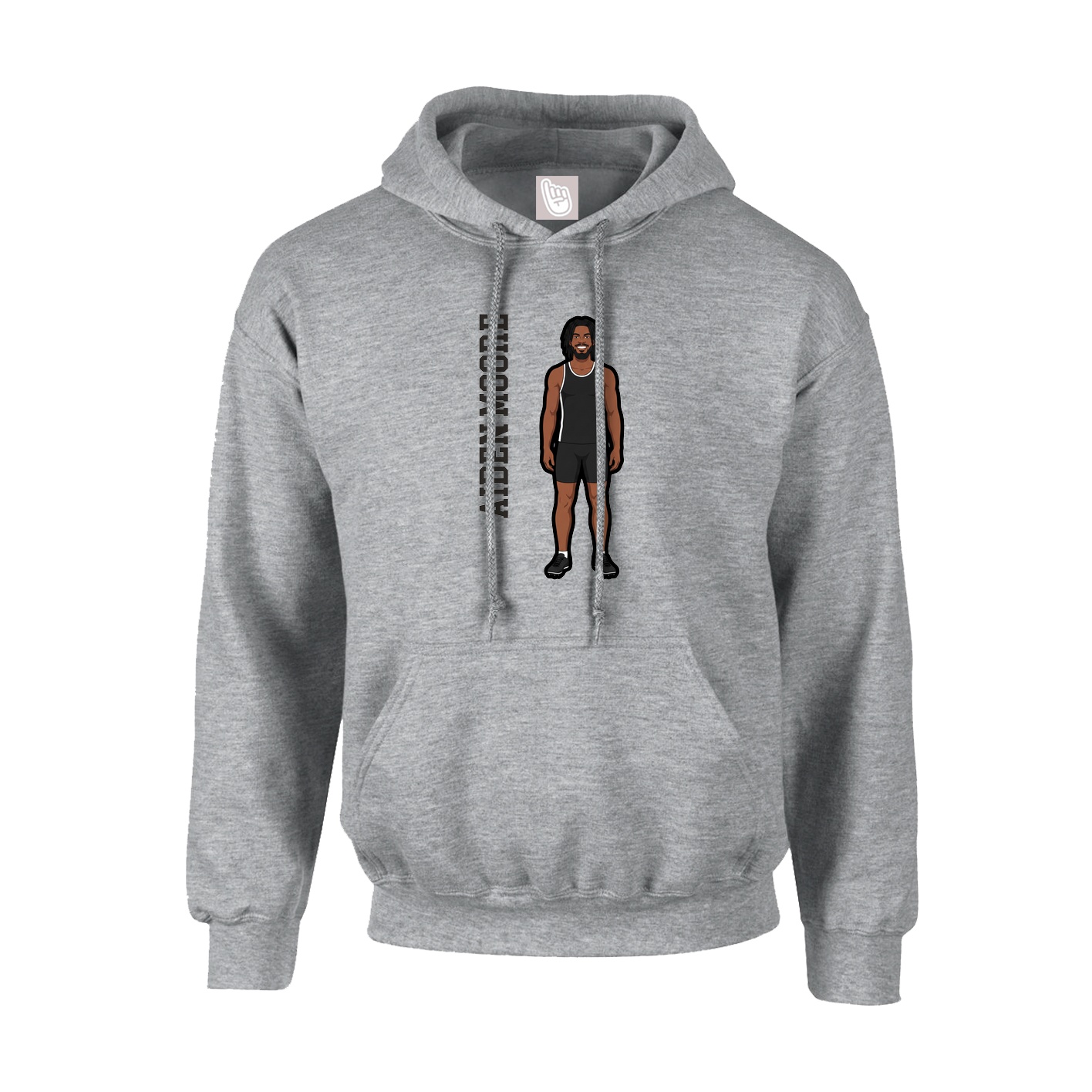 Hoodie — Name Vertical in Grey
