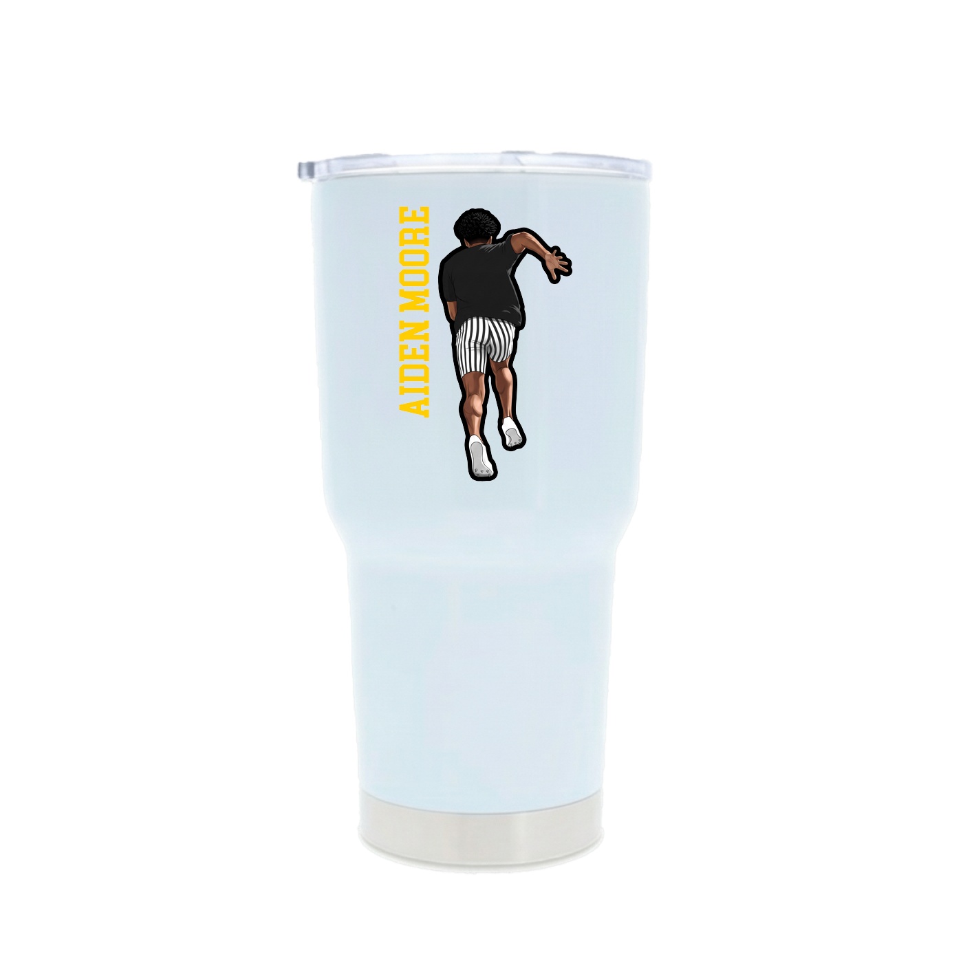 30oz Stainless Steel Tumbler — Name Vertical in White