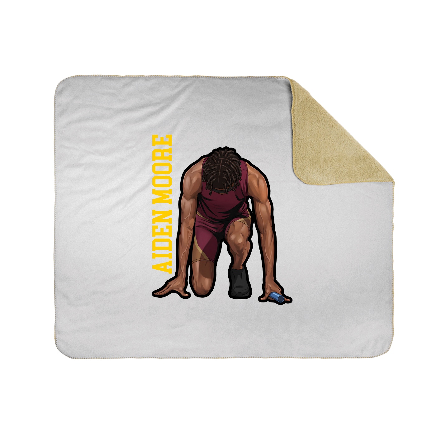 Throw Blanket — Name Vertical in White