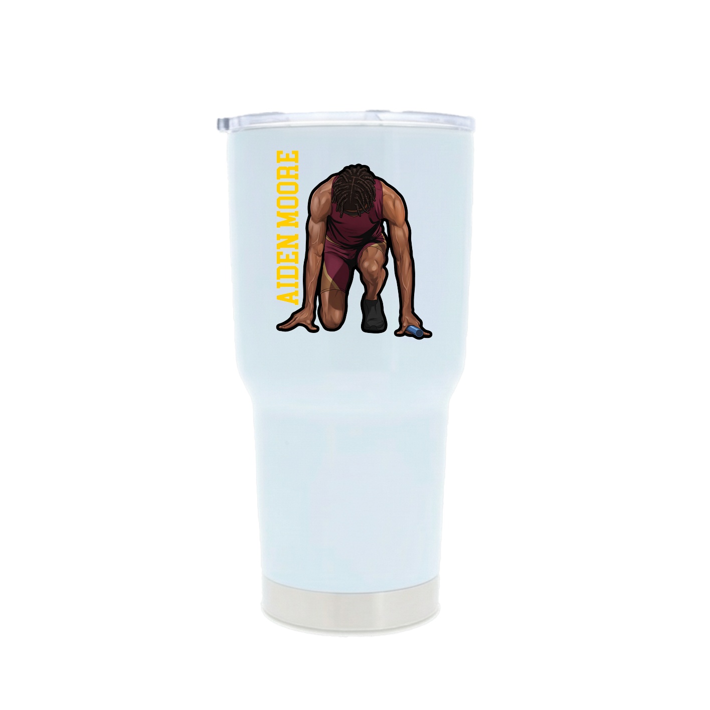 30oz Stainless Steel Tumbler — Name Vertical in White