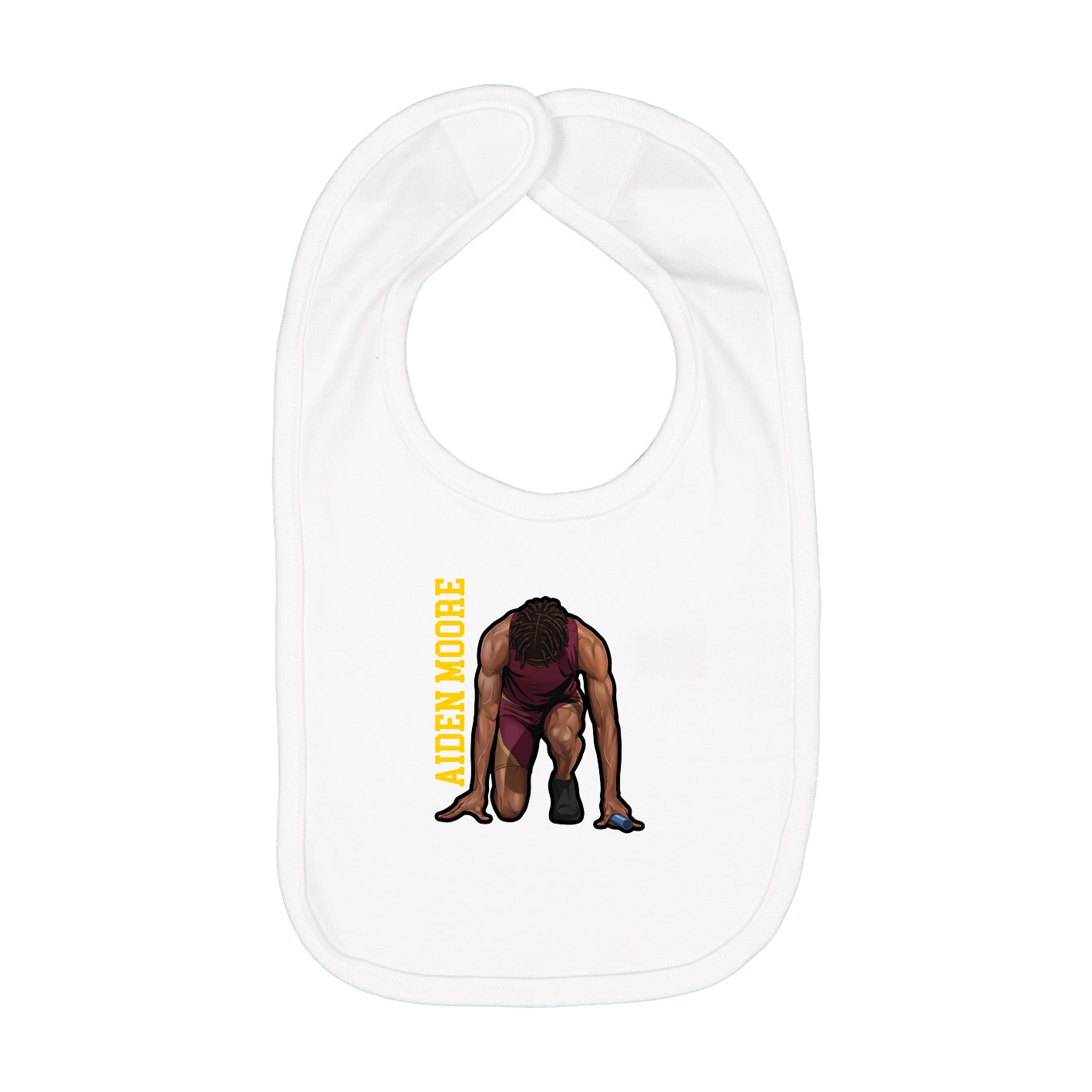 Infant Bib — Name Vertical in White
