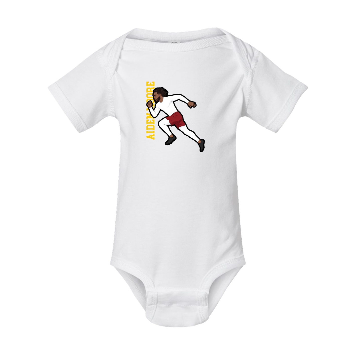 Baby Onesie — Name Vertical in White