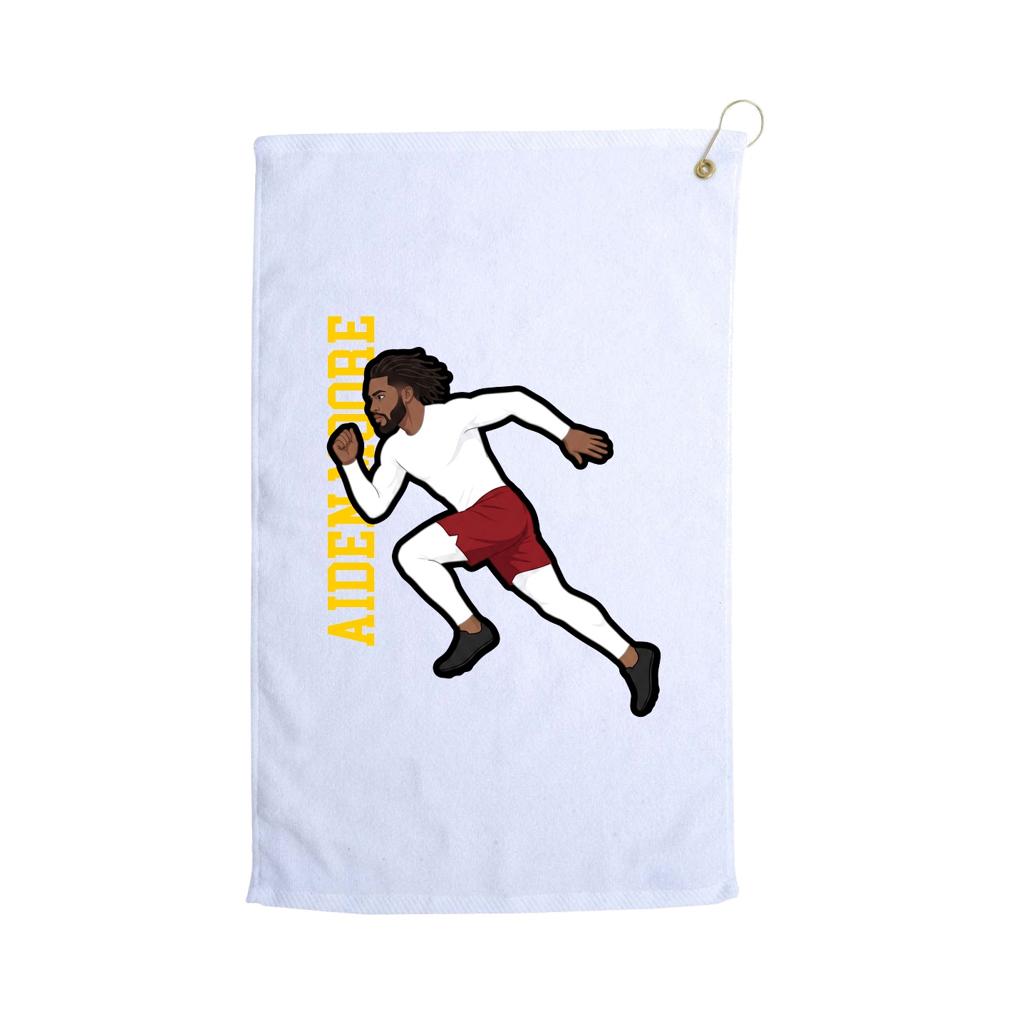 Golf Towel — Name Vertical in White