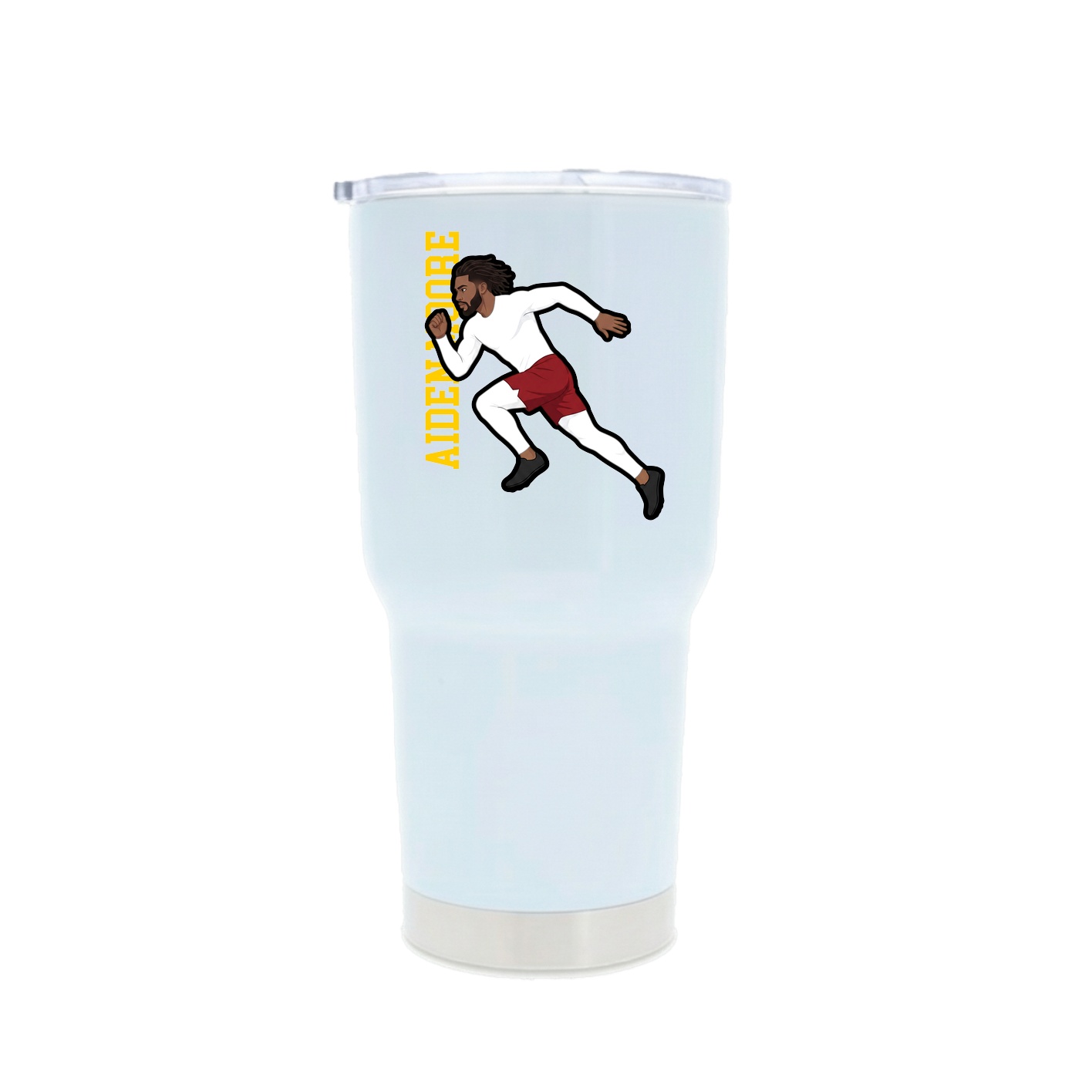 30oz Stainless Steel Tumbler — Name Vertical in White
