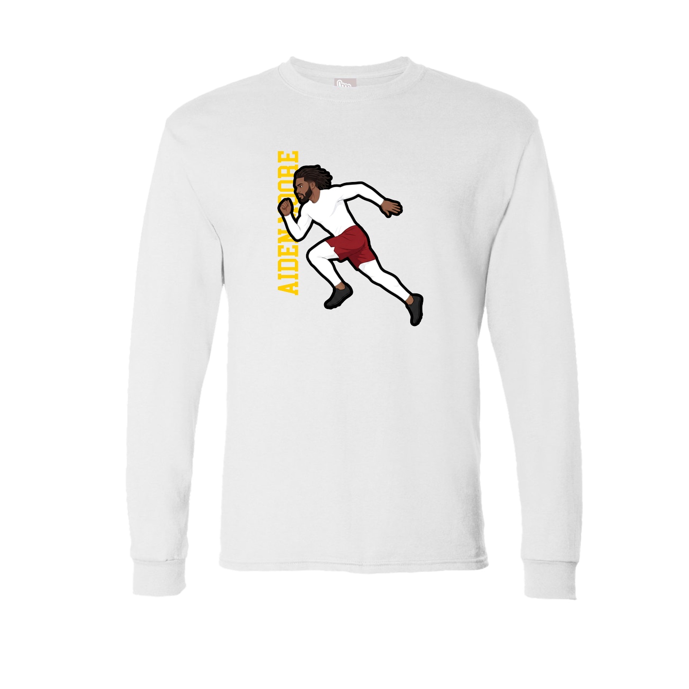 Long Sleeve Tee — Name Vertical in White