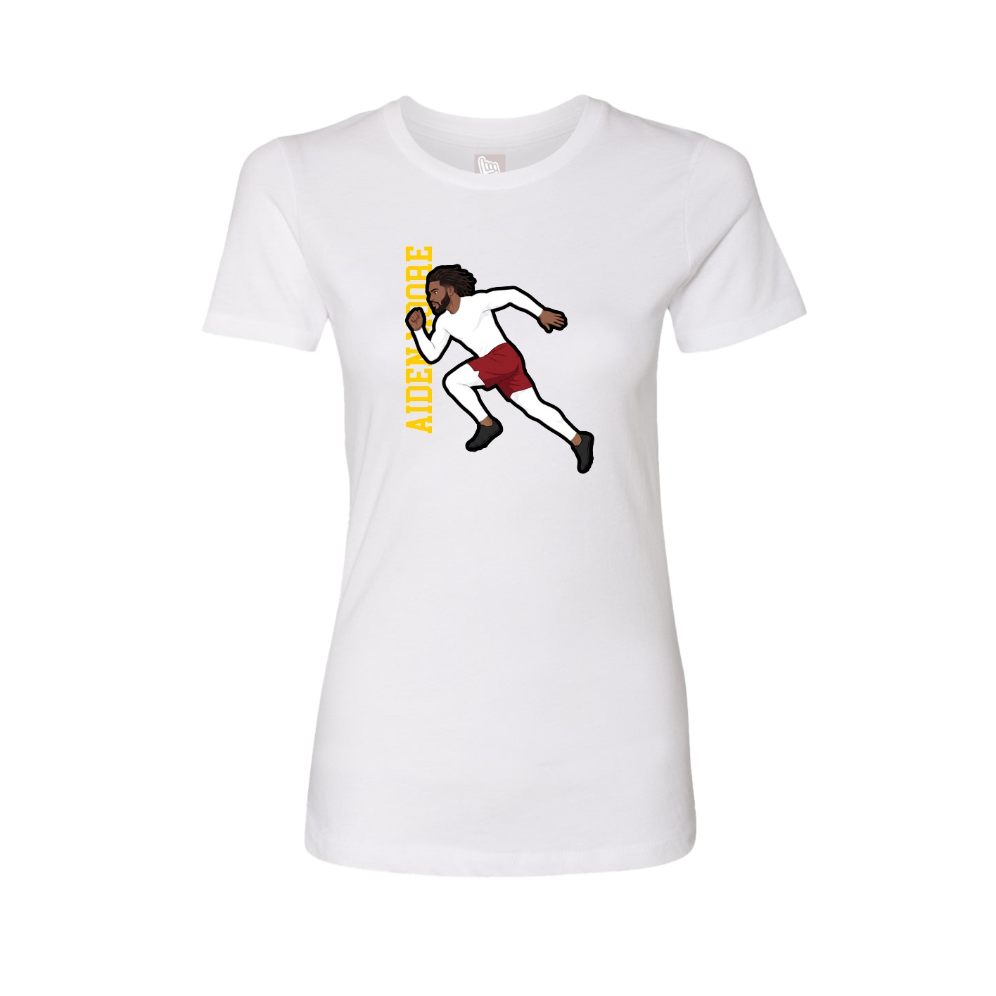 Fitted Women's Tee — Name Vertical in White