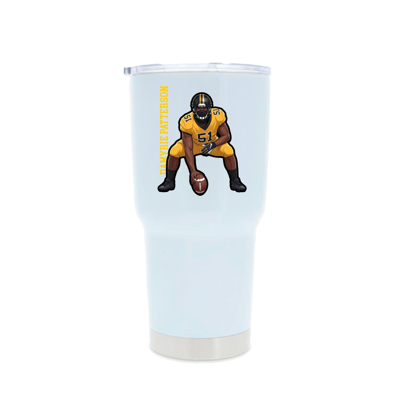 30oz Stainless Steel Tumbler — Name Vertical in White