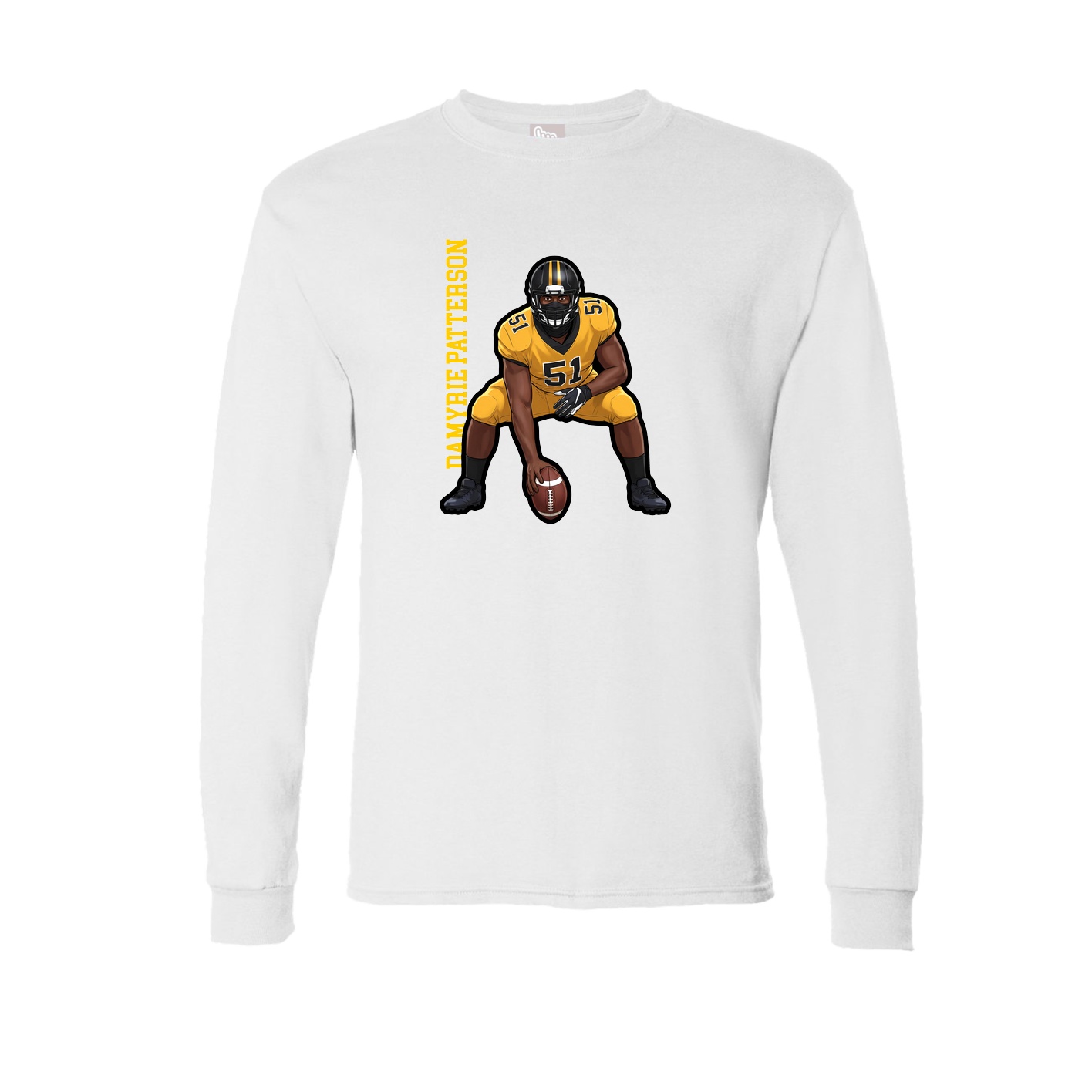 Long Sleeve Tee — Name Vertical in White