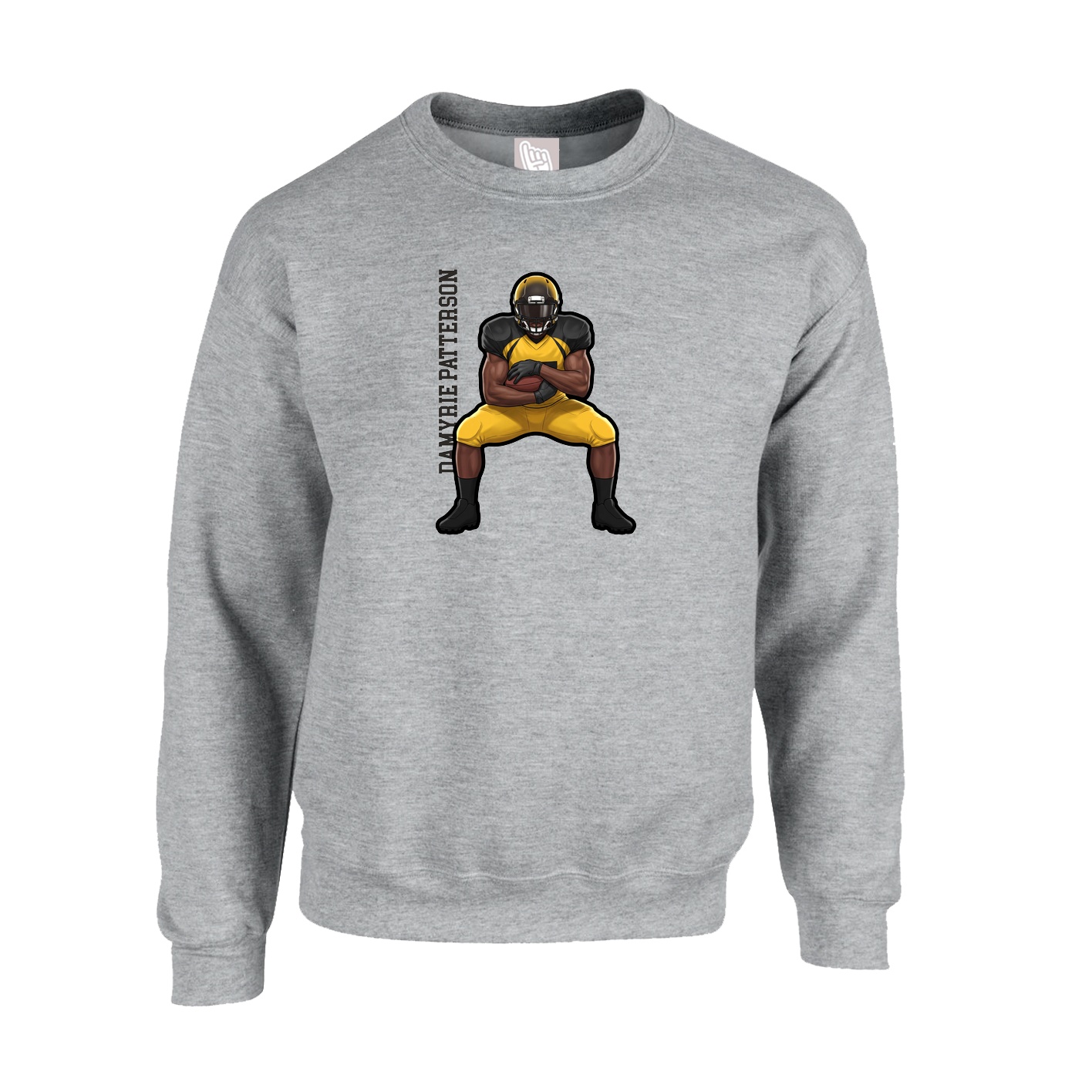 Fleece Crew — Name Vertical in Grey
