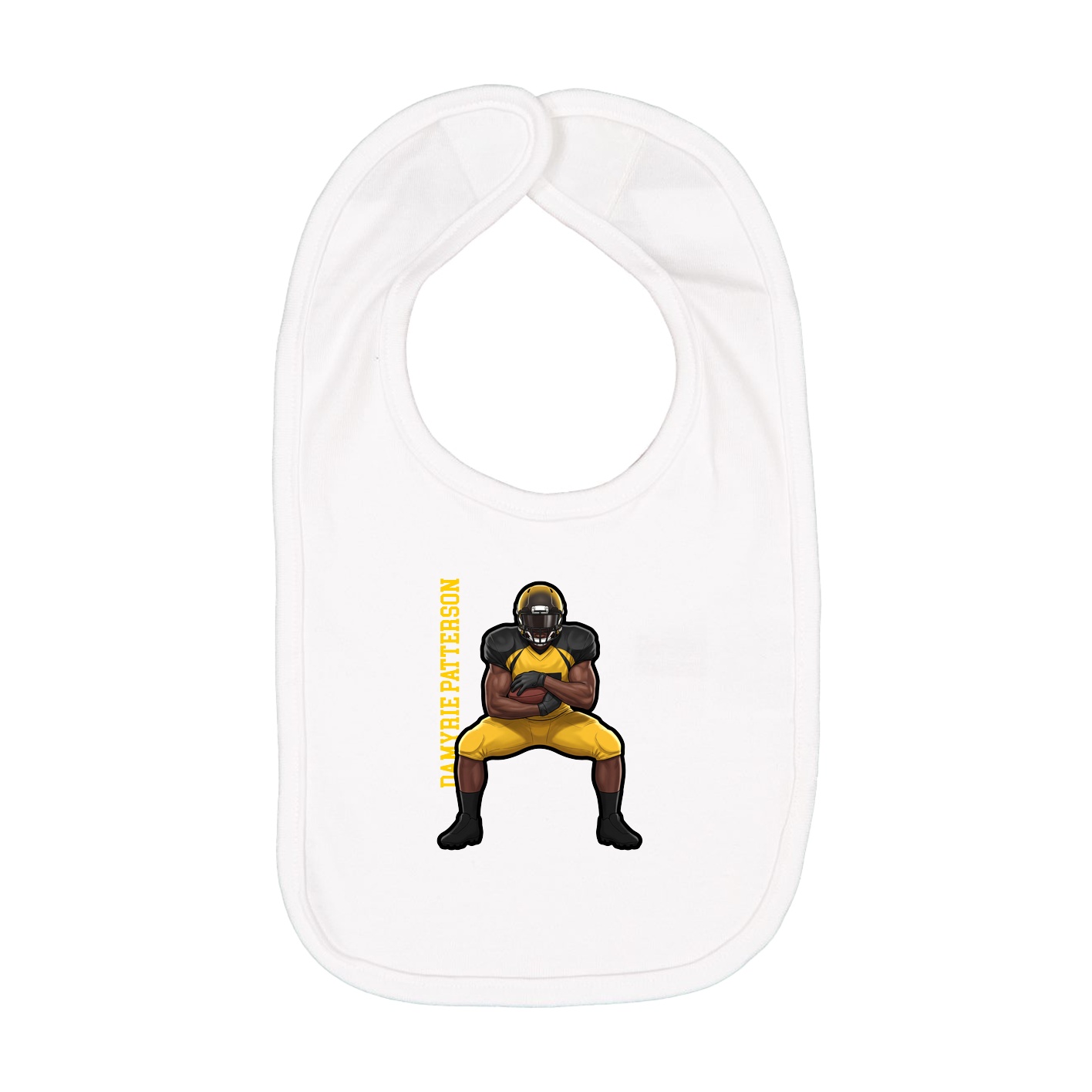 Infant Bib — Name Vertical in White
