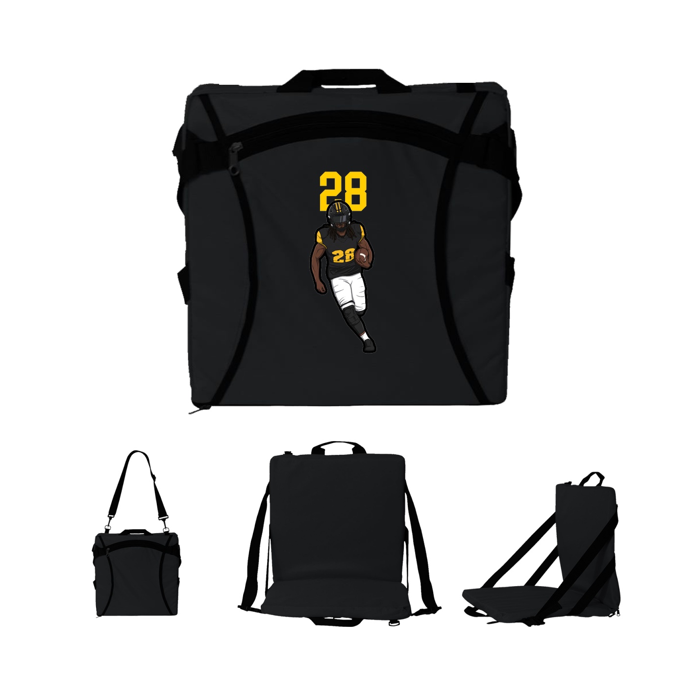Folding Stadium Seat — Number Top in Black