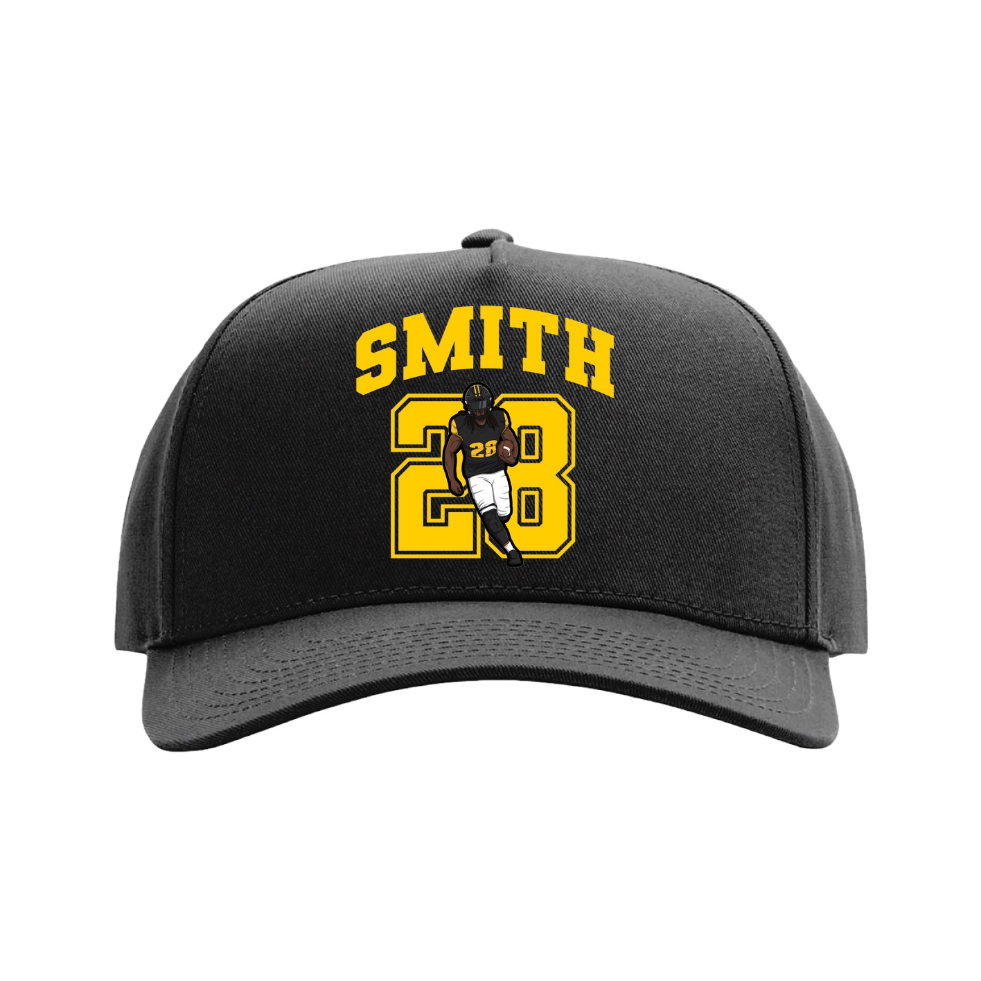 Full Fabric Five-Panel Champ Cap — Number in Black