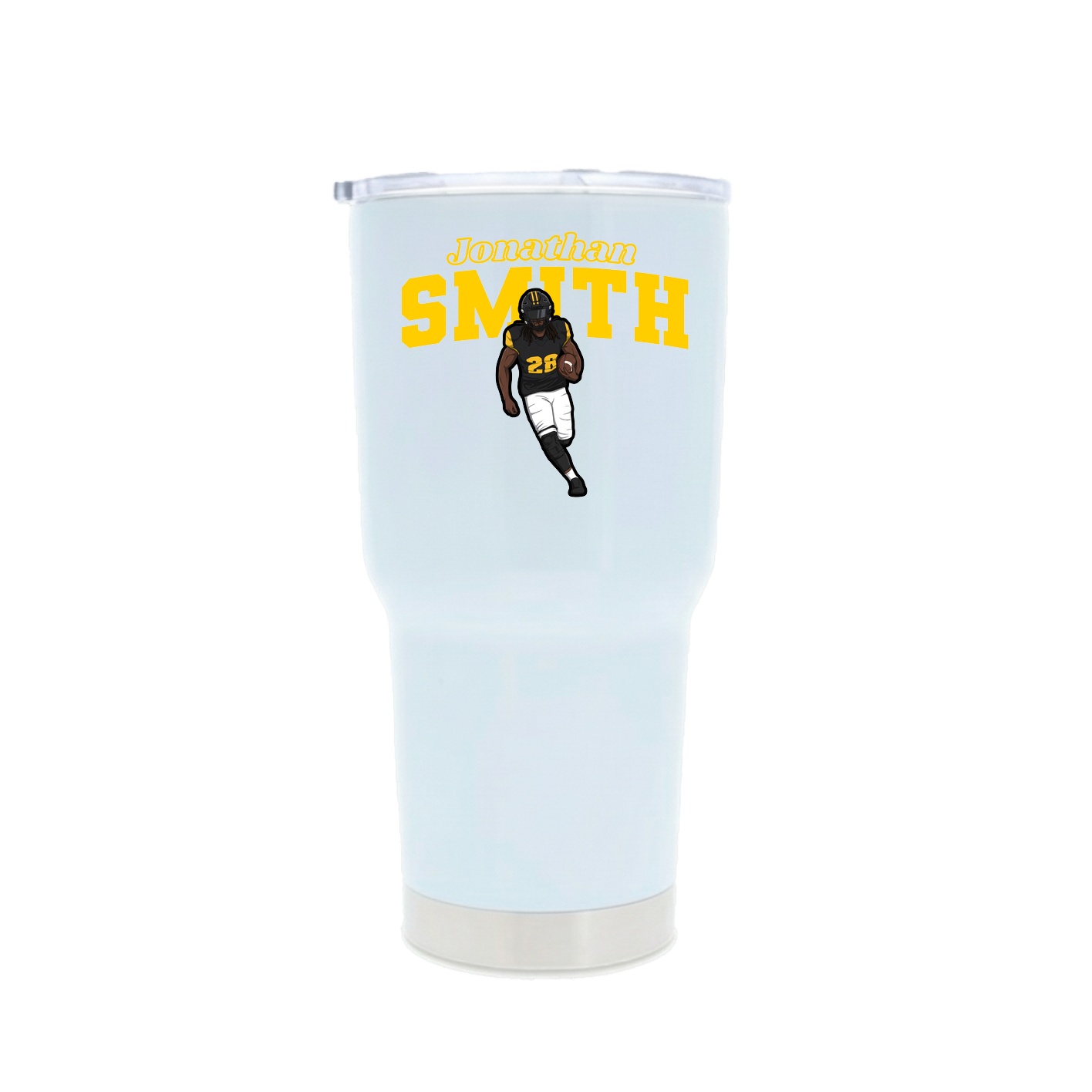 30oz Stainless Steel Tumbler — Name Arch in White