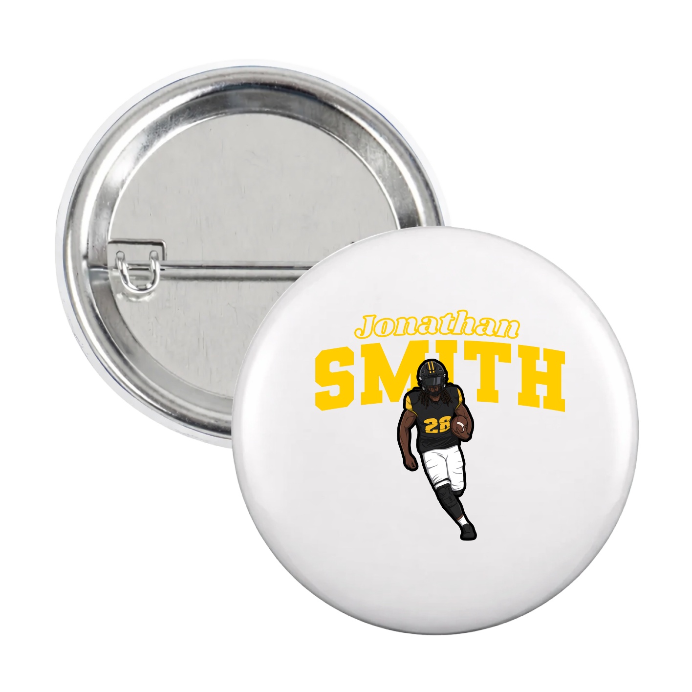 Game Day Button — Name Arch in White