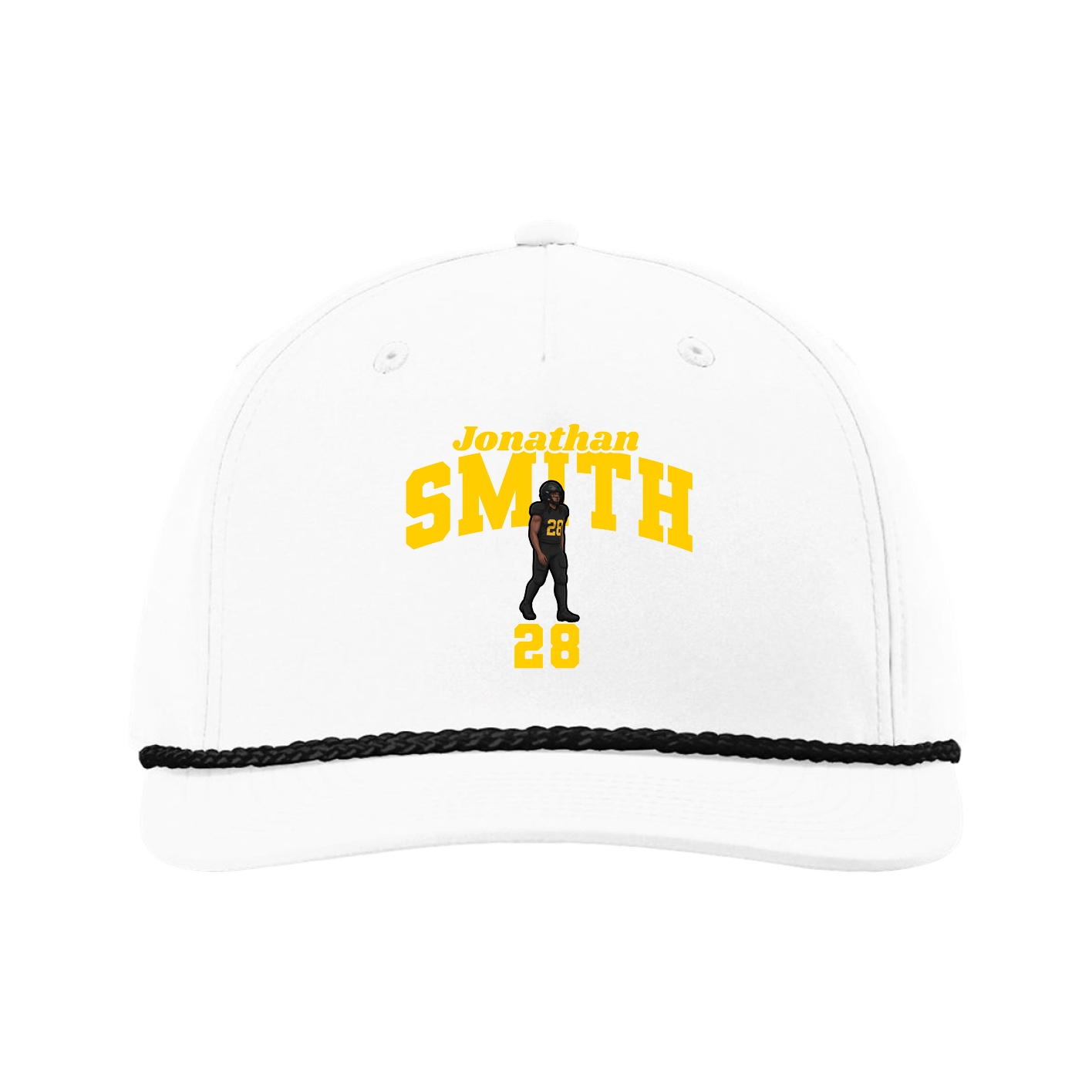Five-Panel Classic Rope Cap — Signature Arch in White