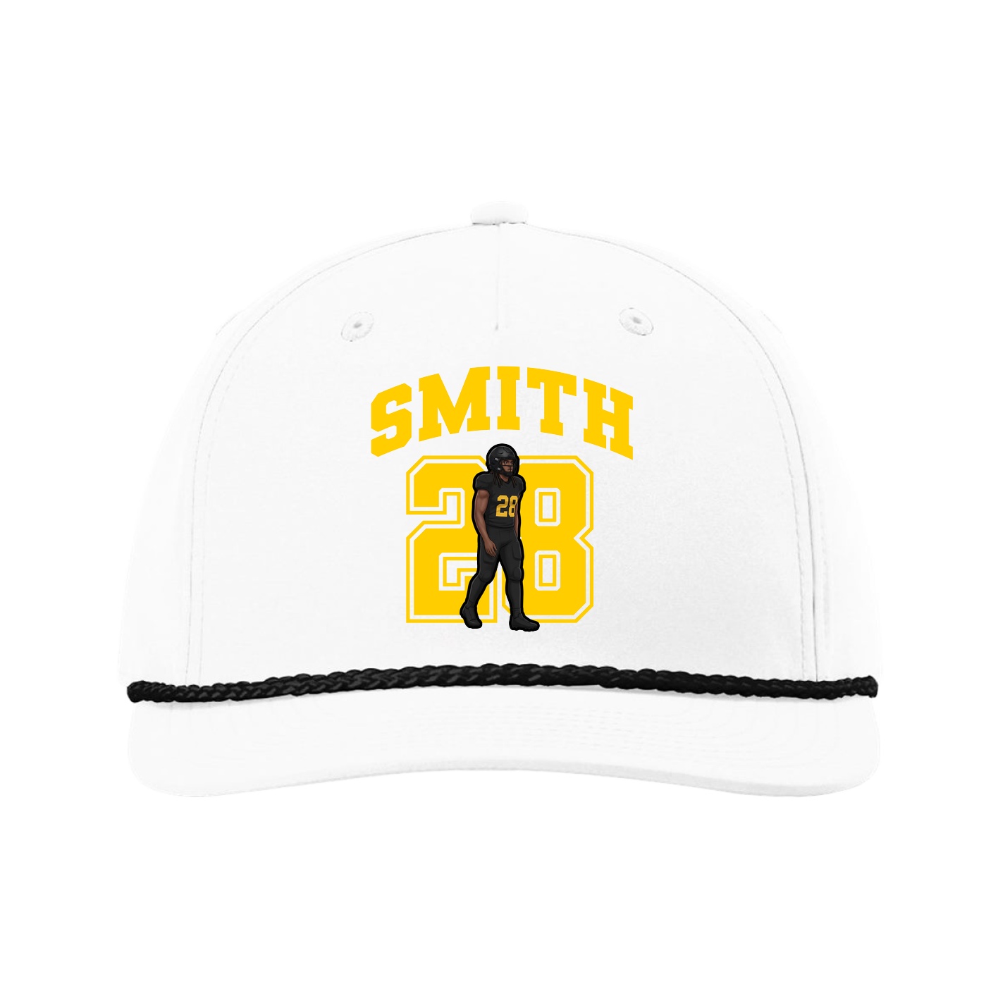 Five-Panel Classic Rope Cap — Number in White