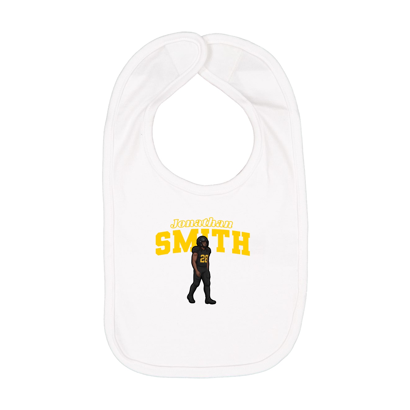 Infant Bib — Name Arch in White