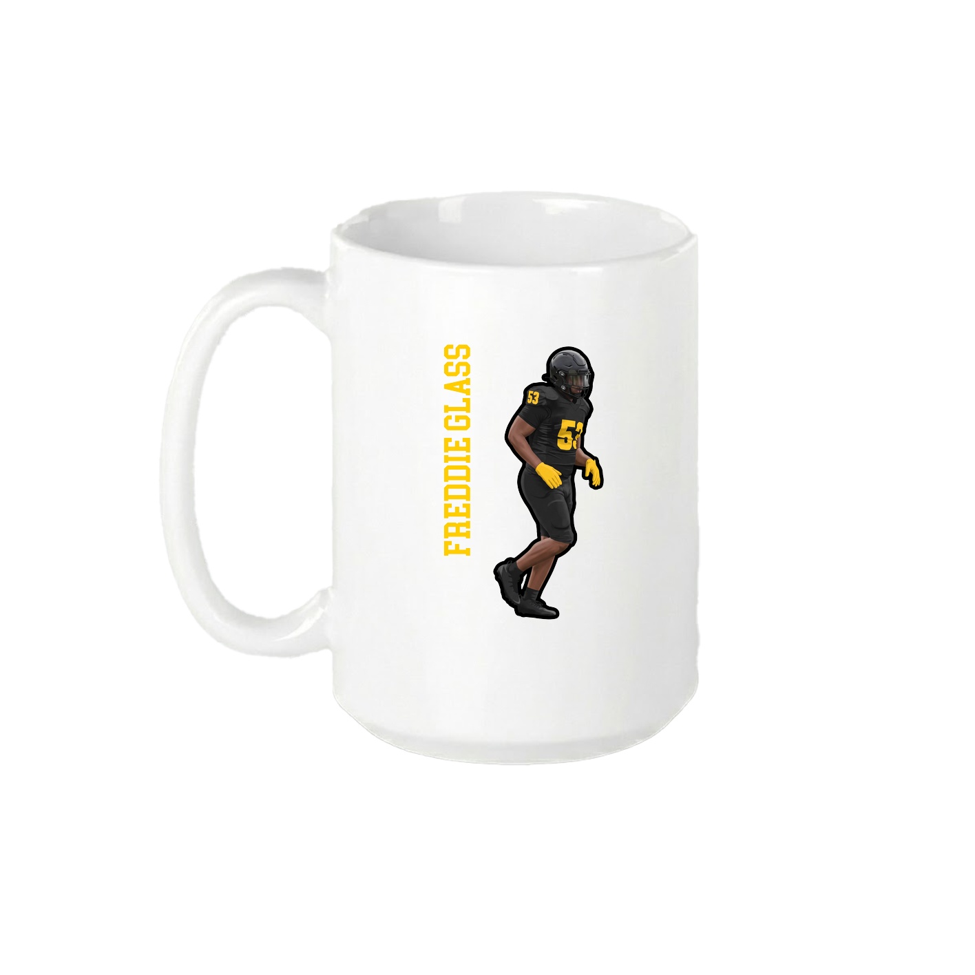 15oz Coffee Mug — Name Vertical in White