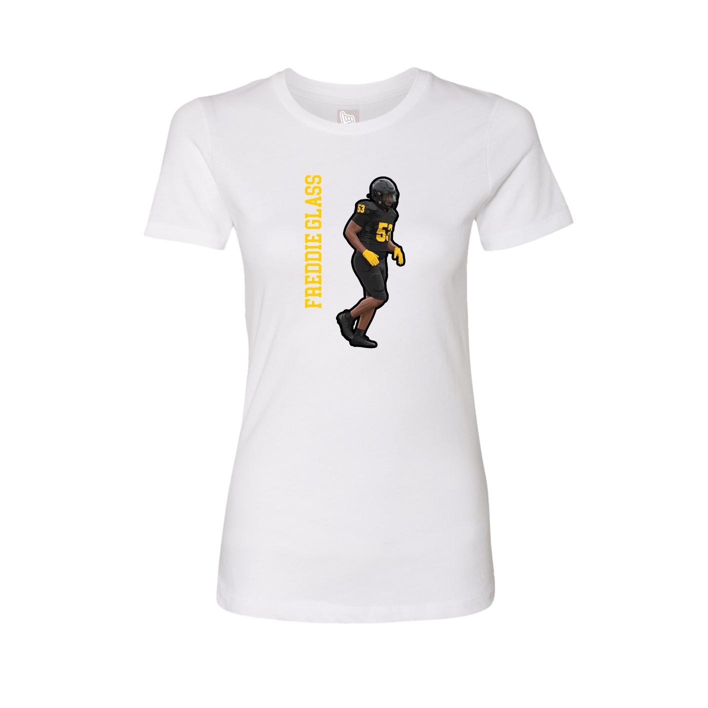 Fitted Women's Tee — Name Vertical in White