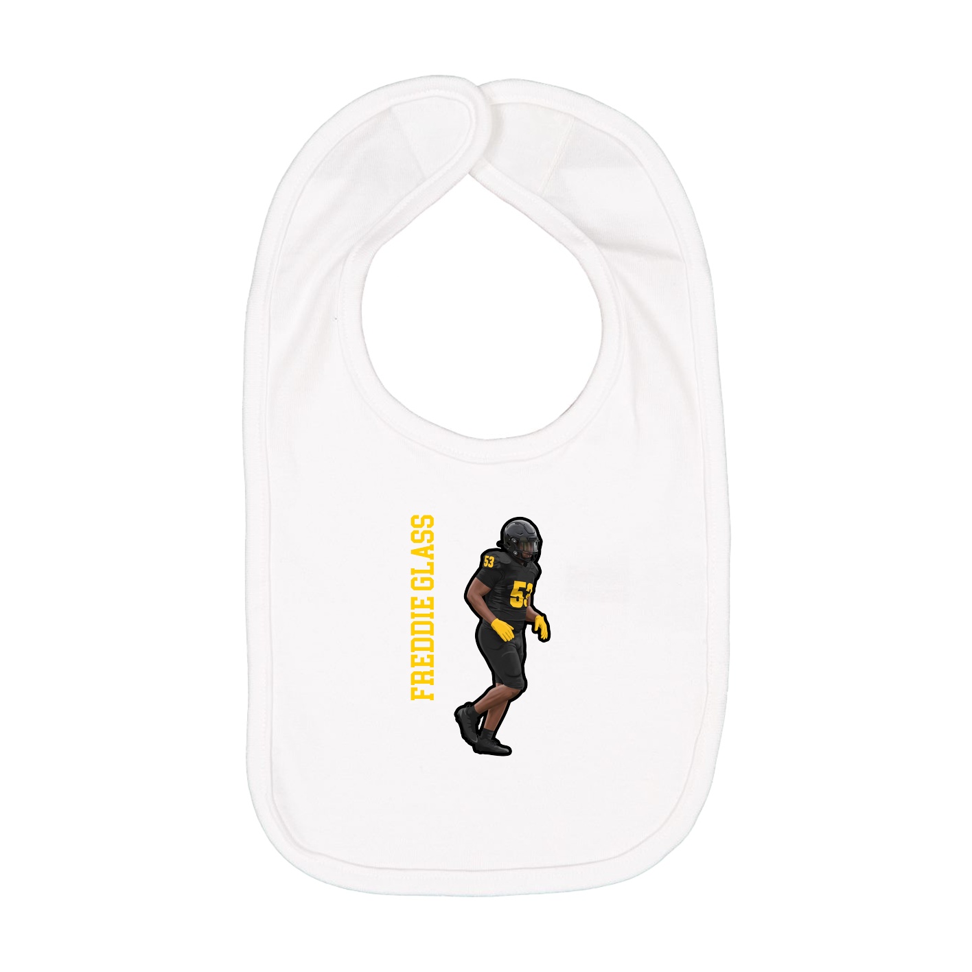 Infant Bib — Name Vertical in White