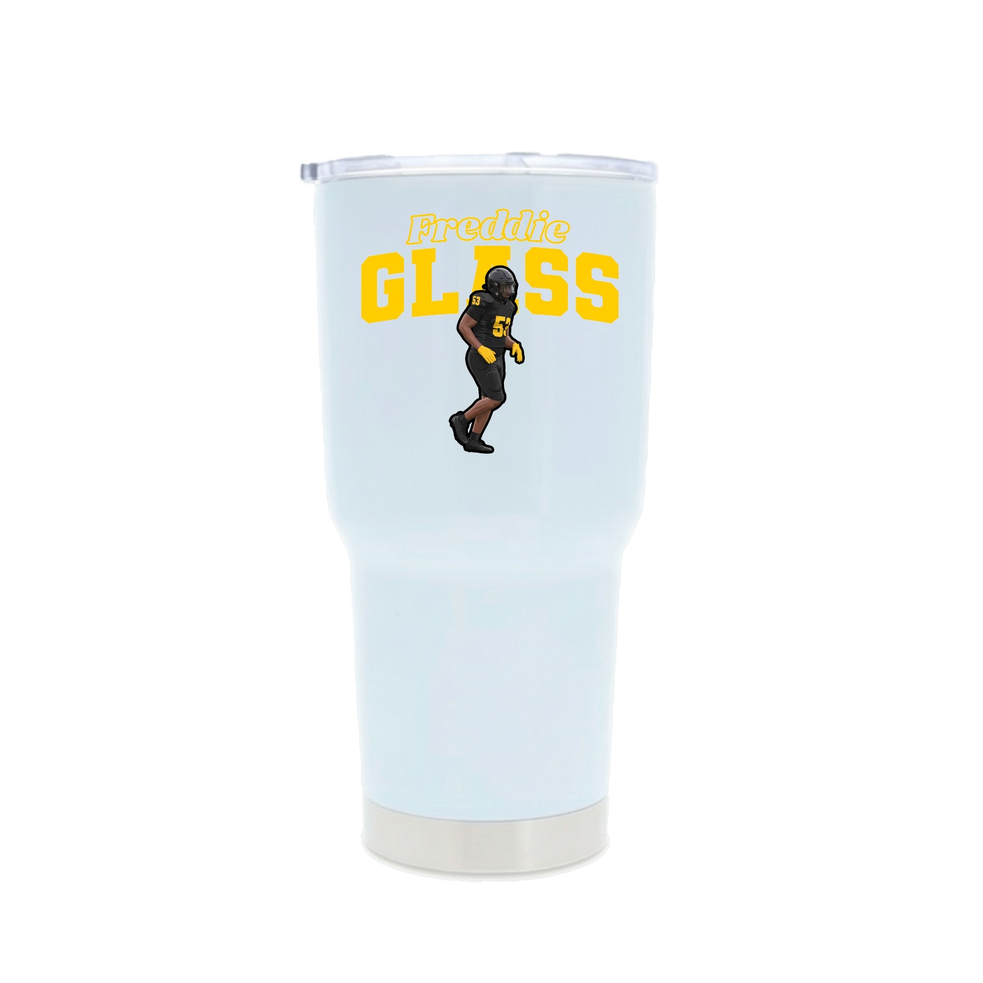 30oz Stainless Steel Tumbler — Name Arch in White