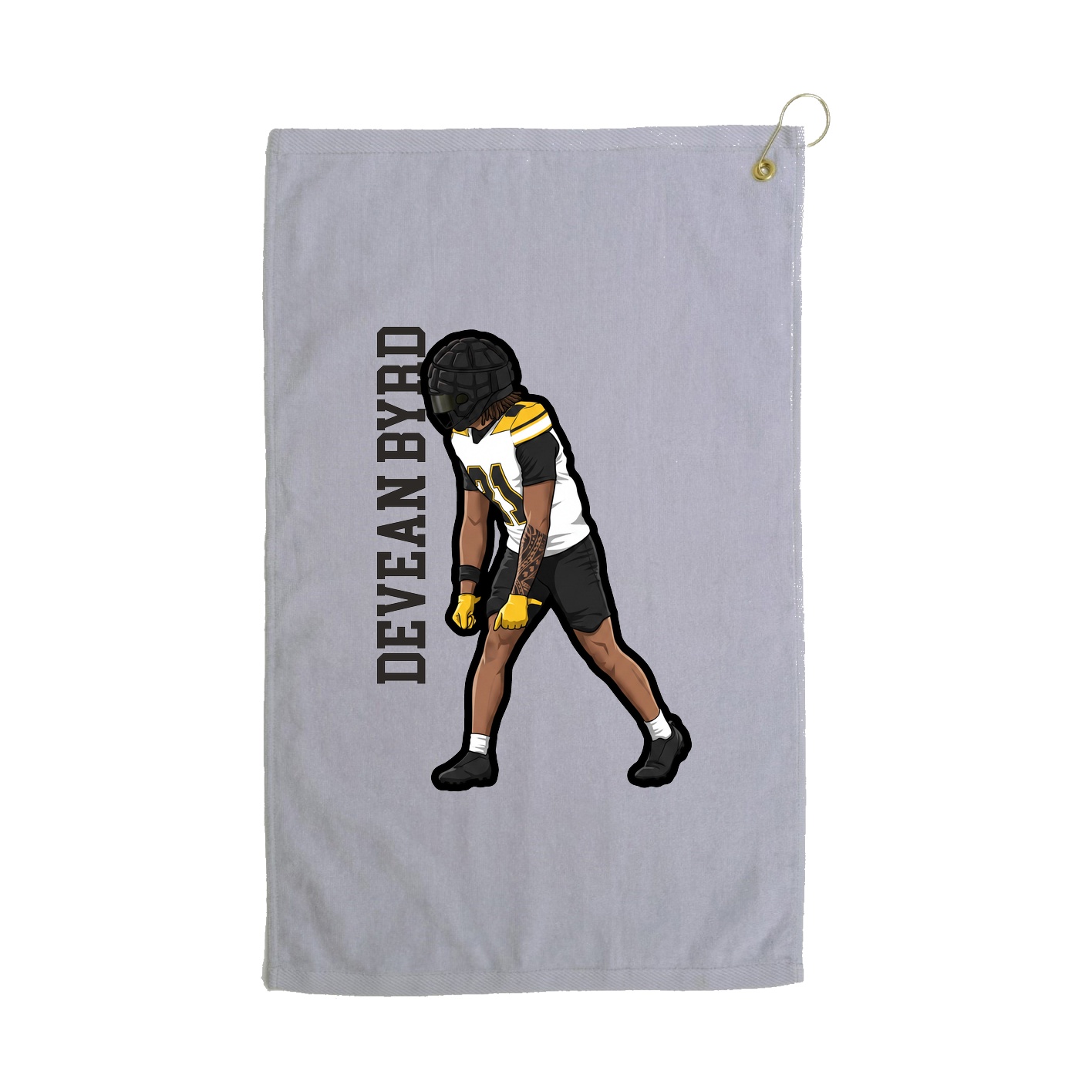 Golf Towel — Name Vertical in Grey