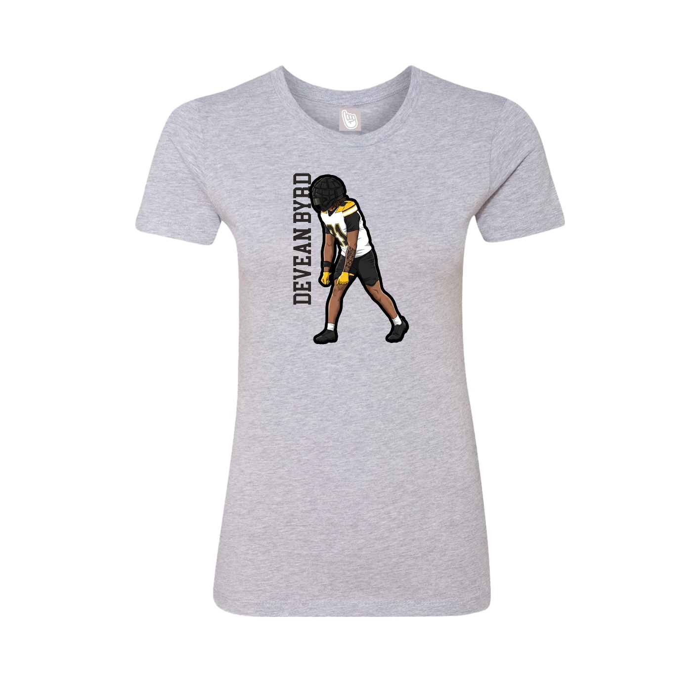 Fitted Women's Tee — Name Vertical in Grey