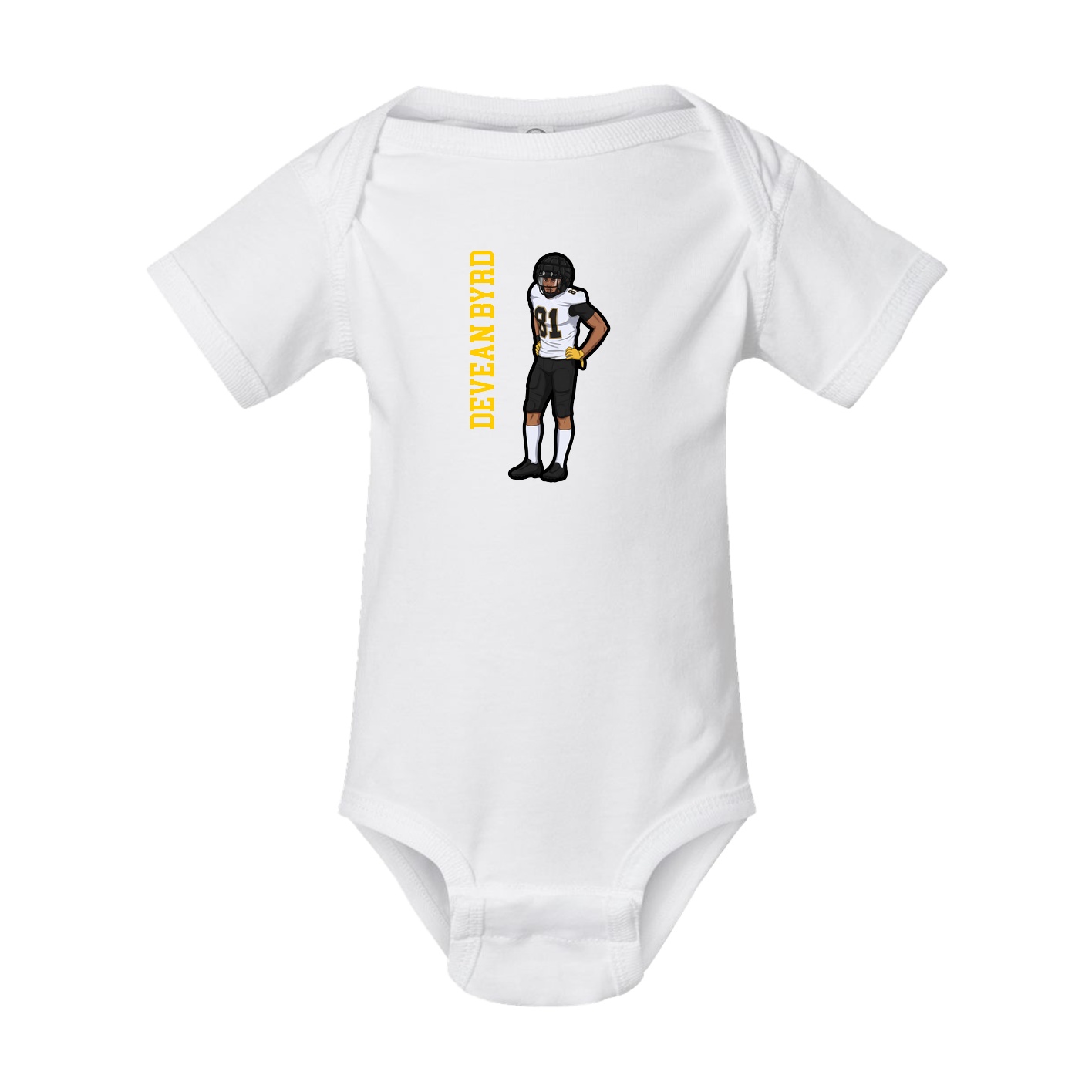 Baby Onesie — Name Vertical in White