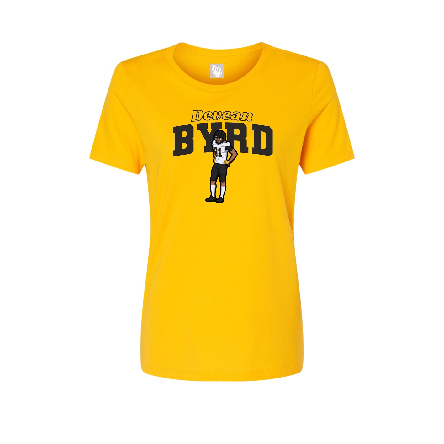 Fitted Women's Tee — Name Arch in Gold