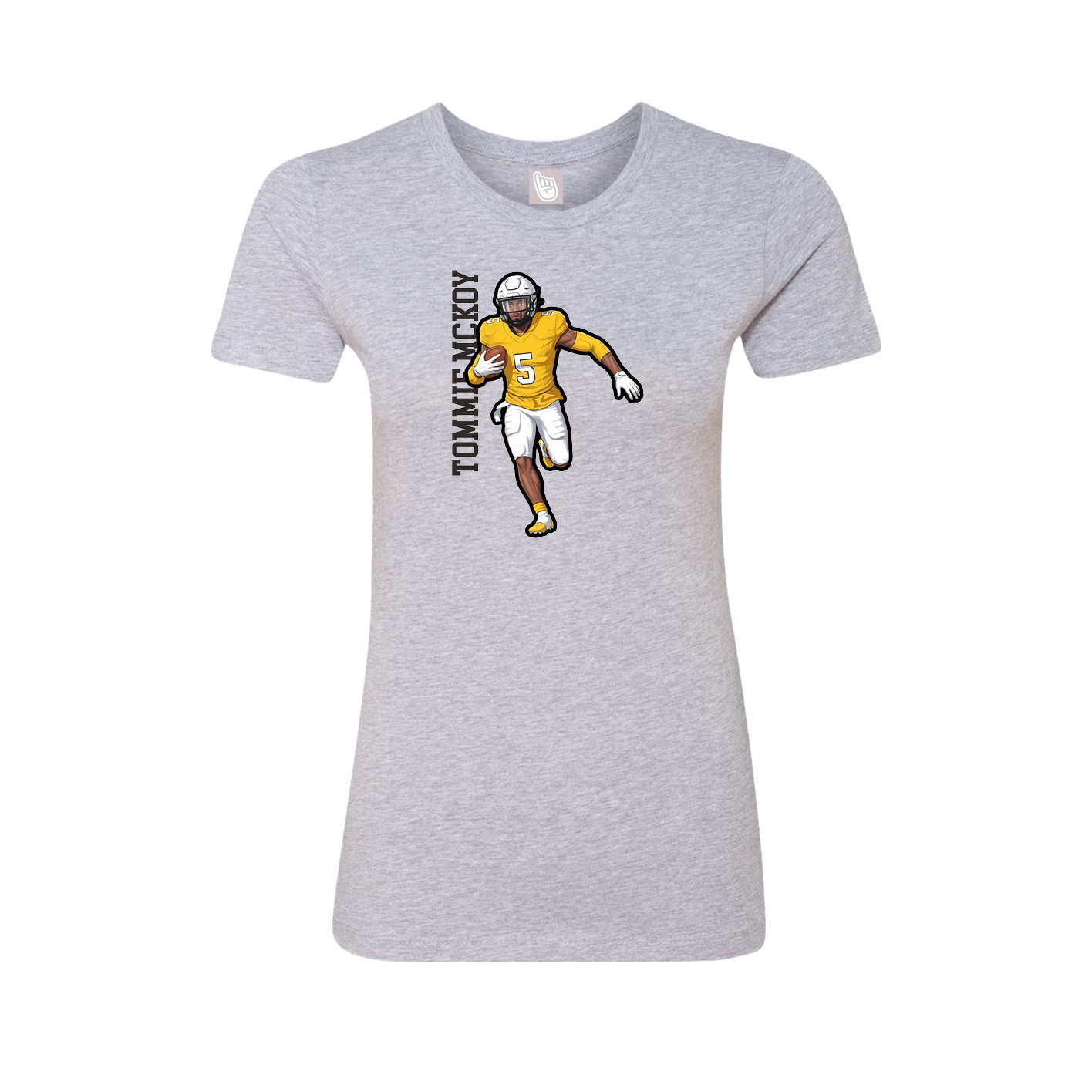 Fitted Women's Tee — Name Vertical in Grey