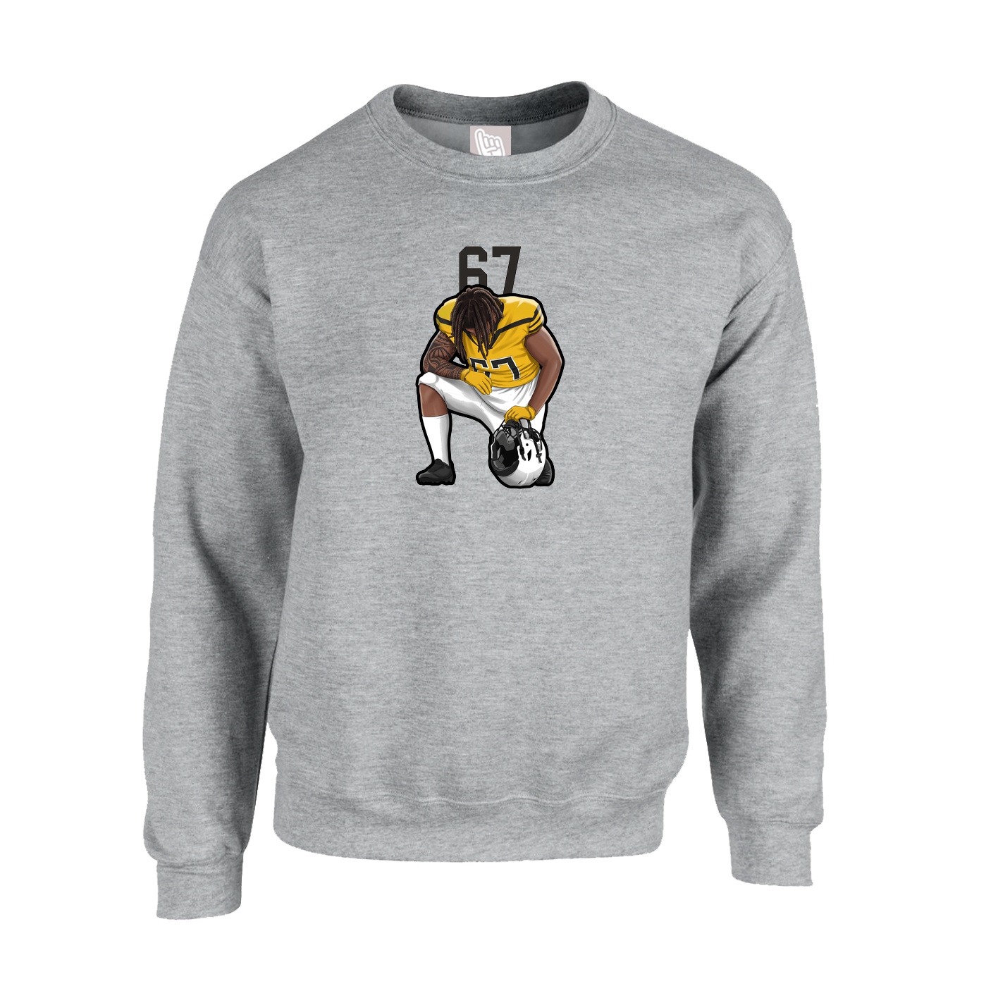 Fleece Crew — Number Top in Grey