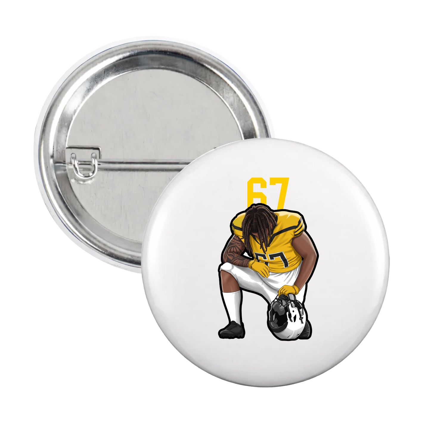 Game Day Button — Number Top in White