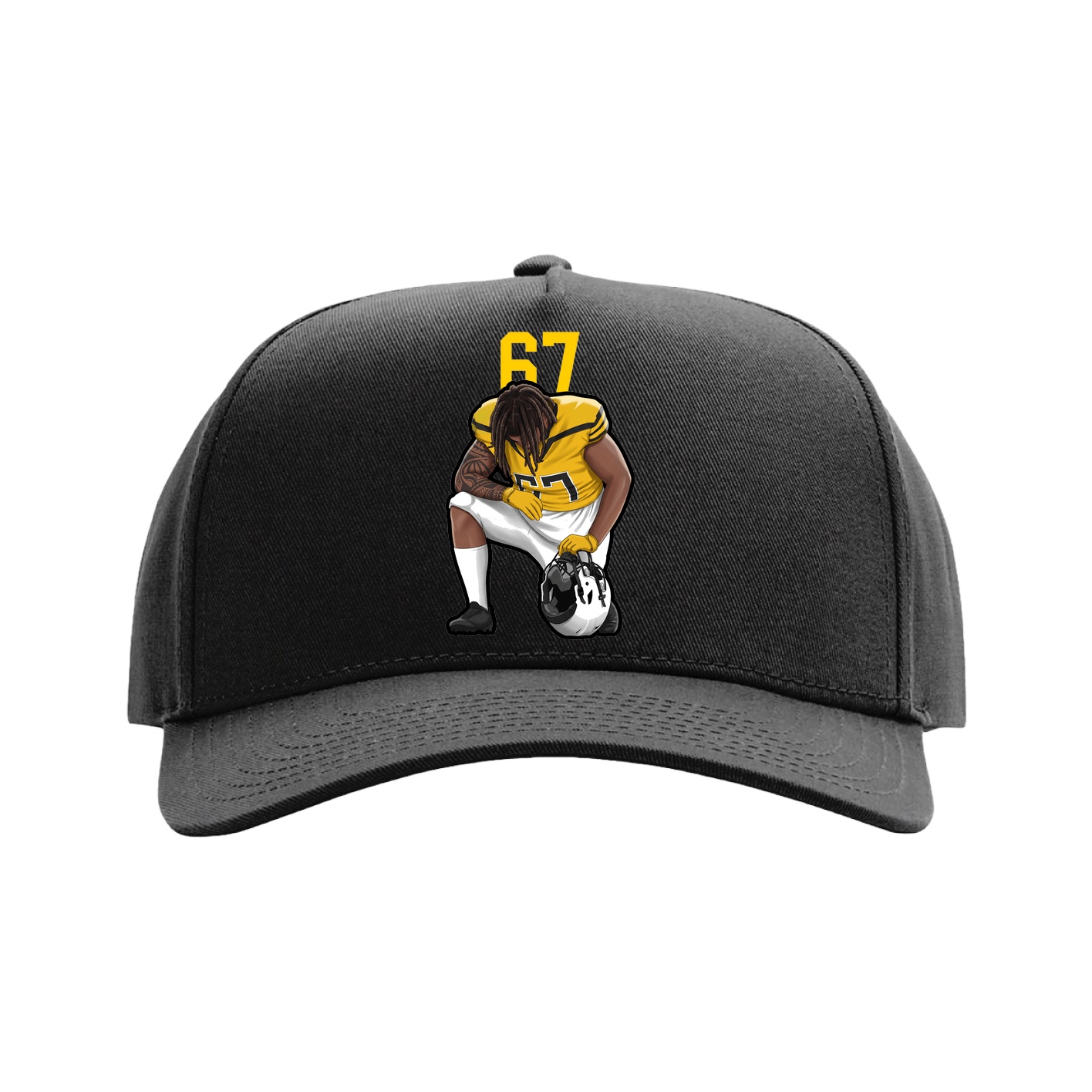 Full Fabric Five-Panel Champ Cap — Number Top in Black