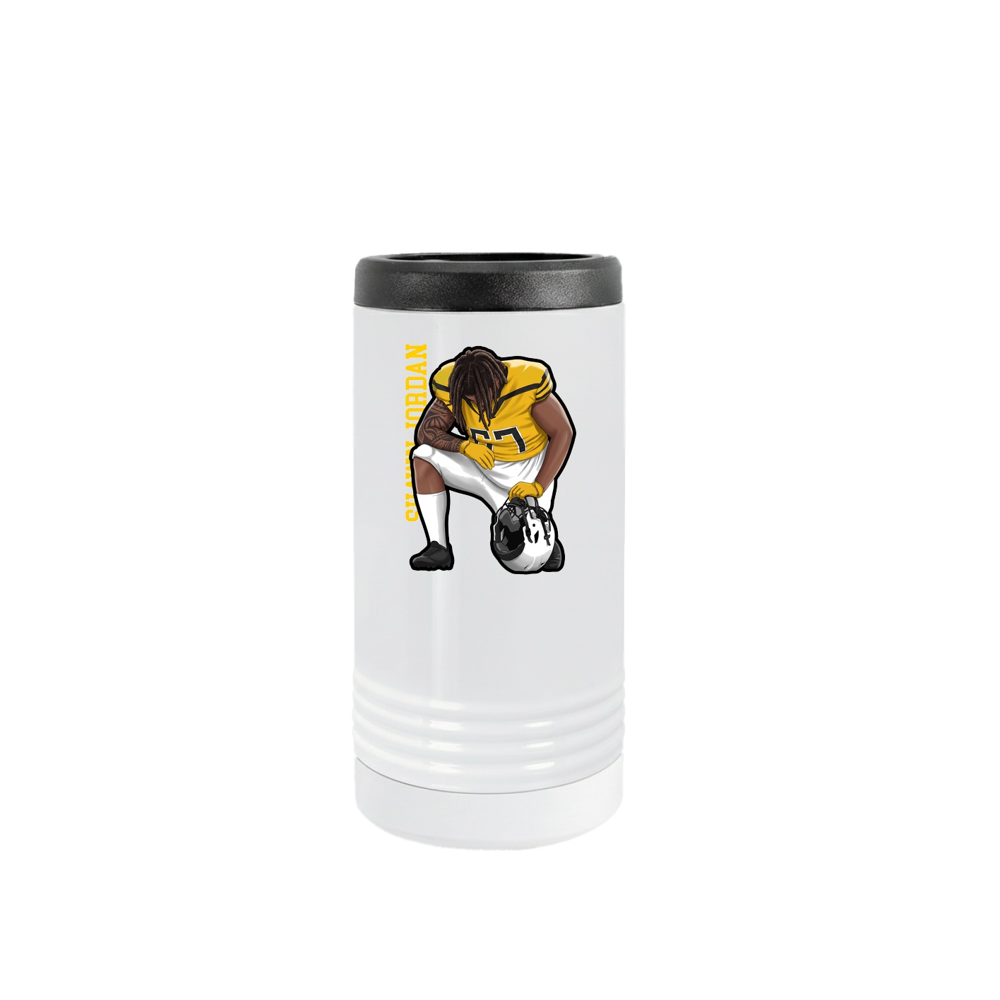 Slim Beverage Holder — Name Vertical in White