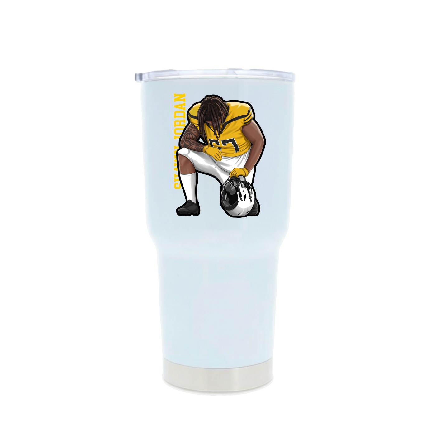30oz Stainless Steel Tumbler — Name Vertical in White