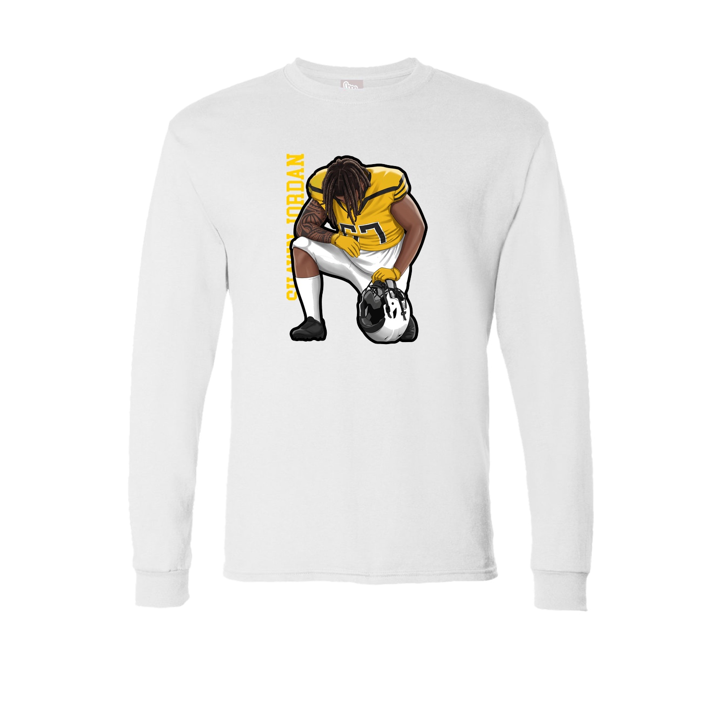 Long Sleeve Tee — Name Vertical in White