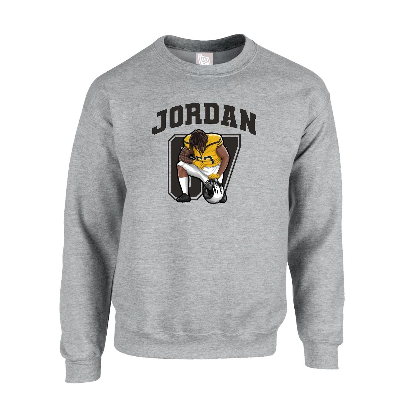 Fleece Crew — Number in Grey