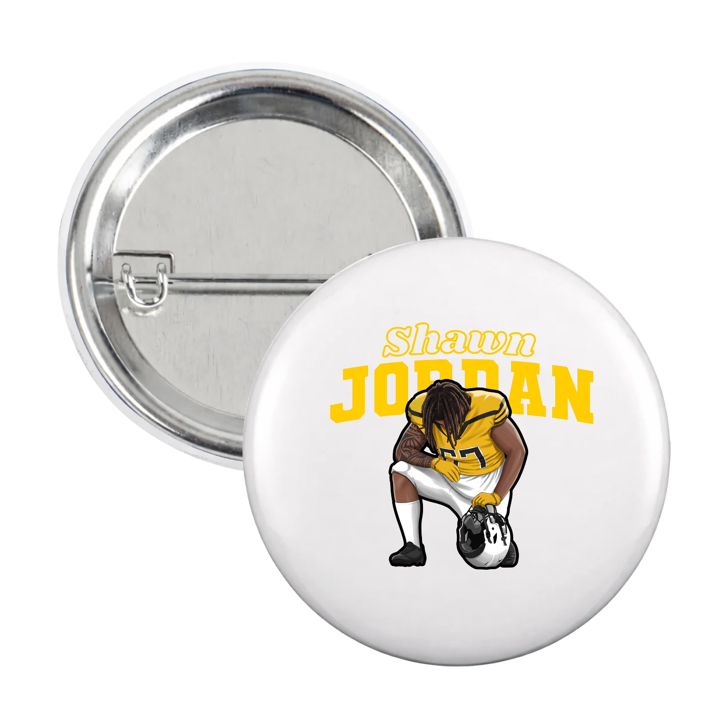 Game Day Button — Name Arch in White