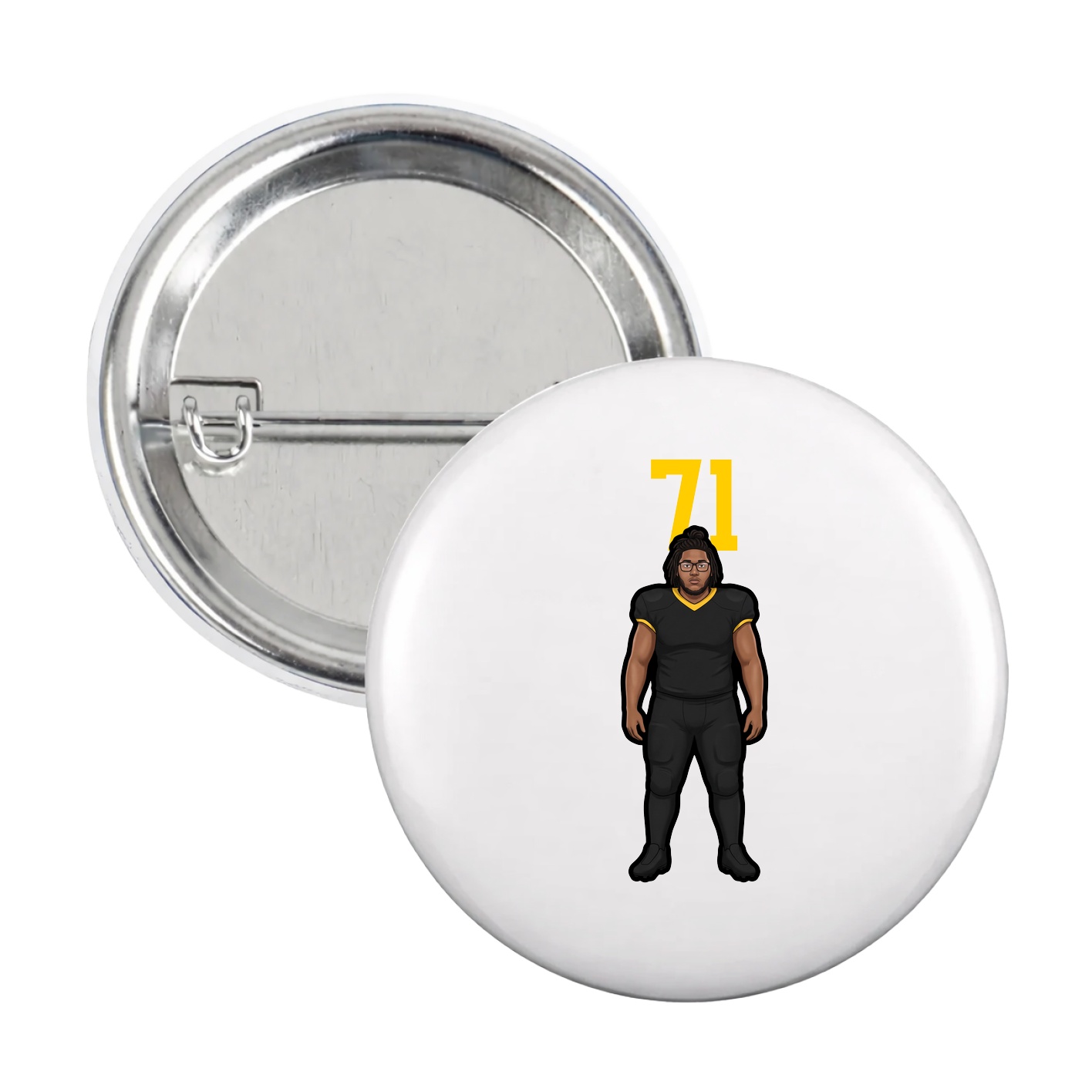 Game Day Button — Number Top in White