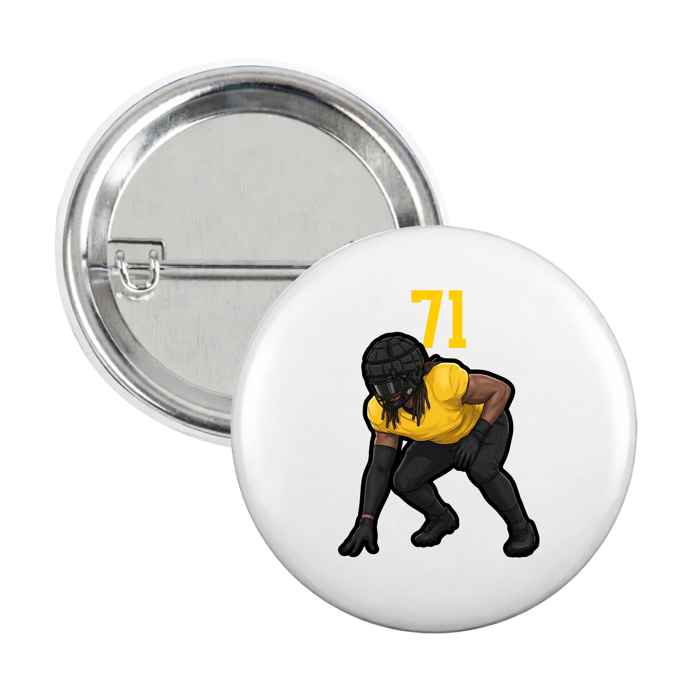 Game Day Button — Number Top in White