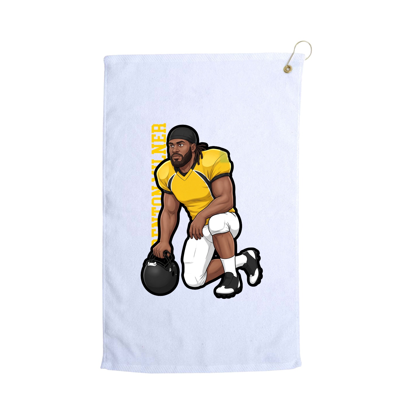 Golf Towel — Name Vertical in White