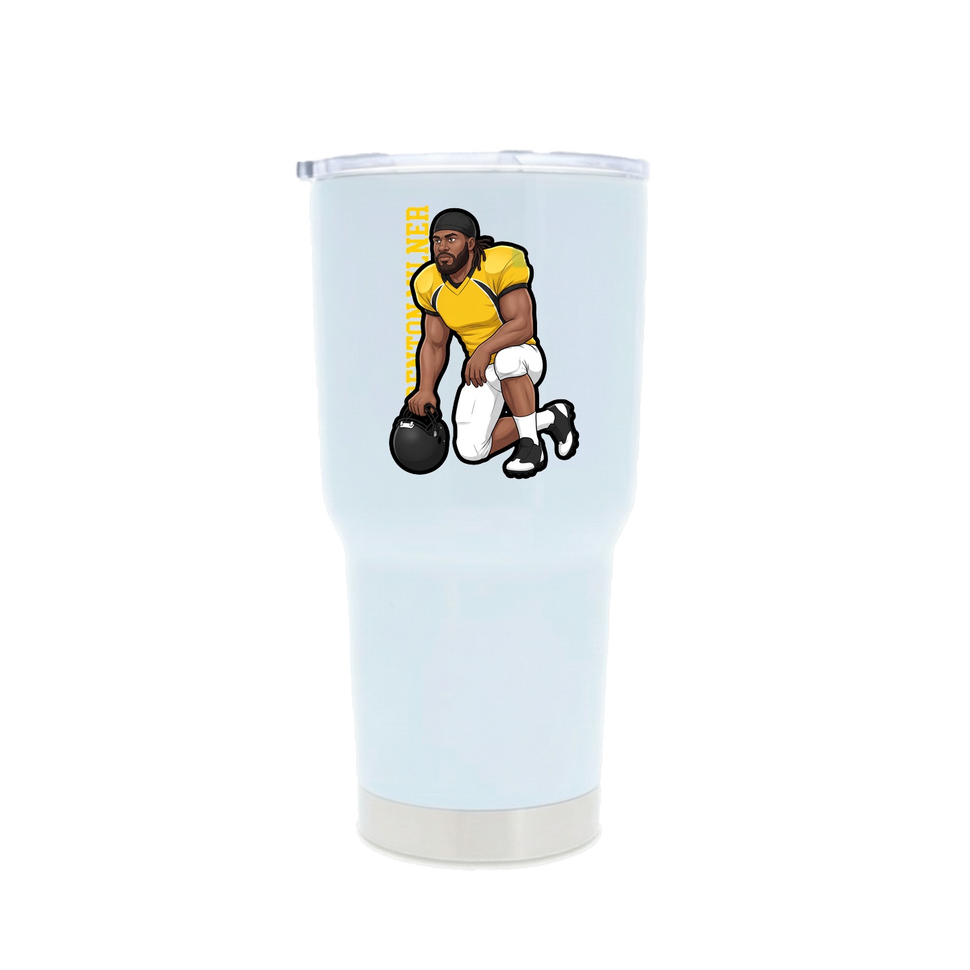 30oz Stainless Steel Tumbler — Name Vertical in White