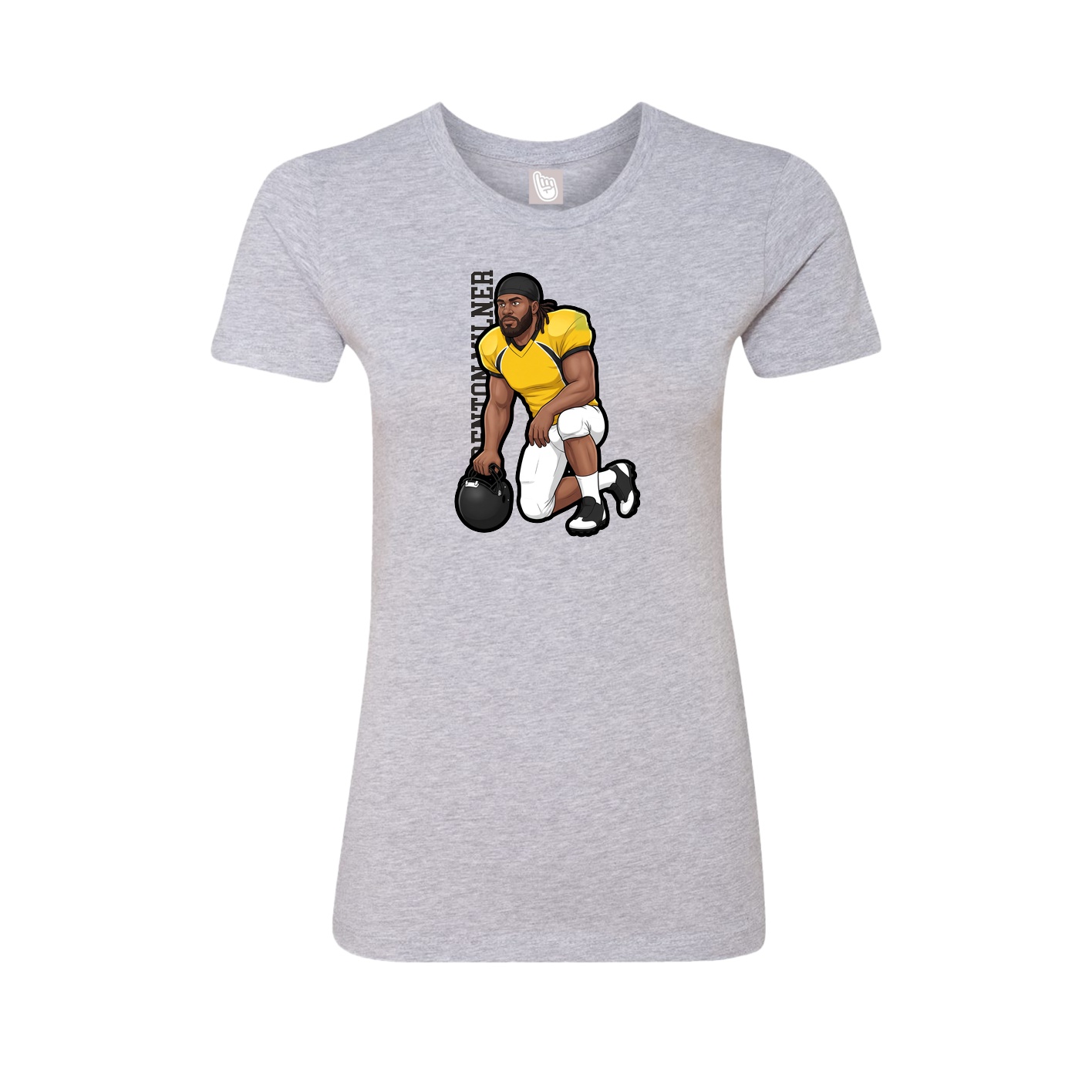 Fitted Women's Tee — Name Vertical in Grey