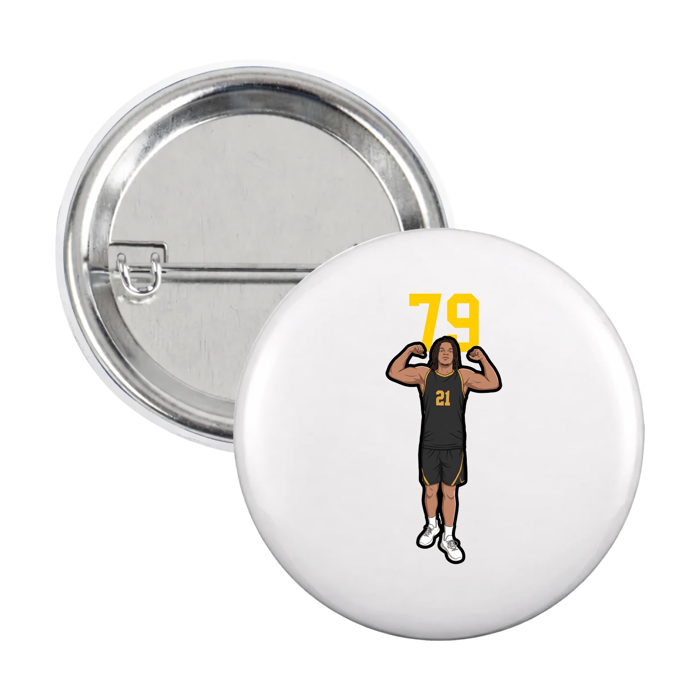 Game Day Button — Number Top in White