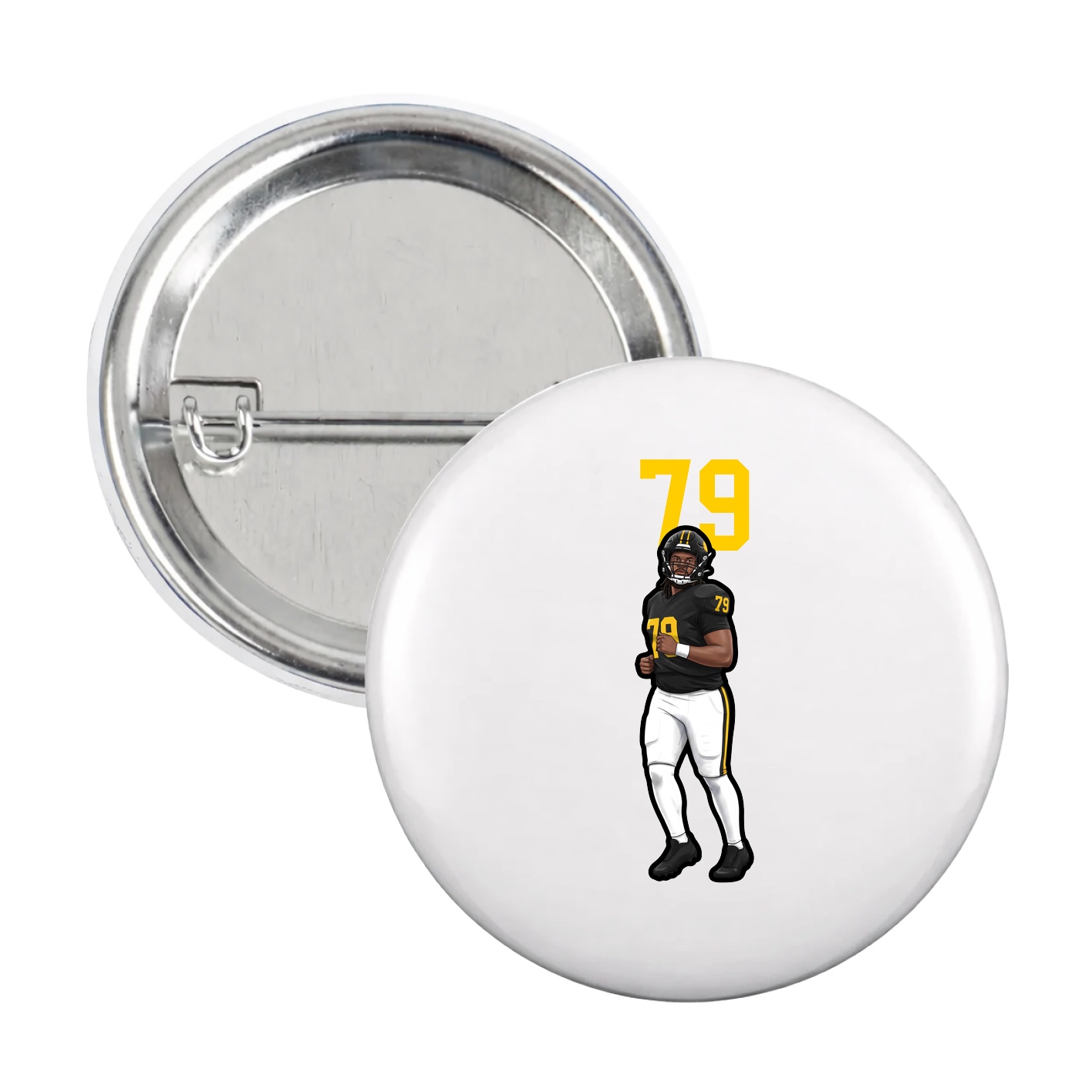 Game Day Button — Number Top in White